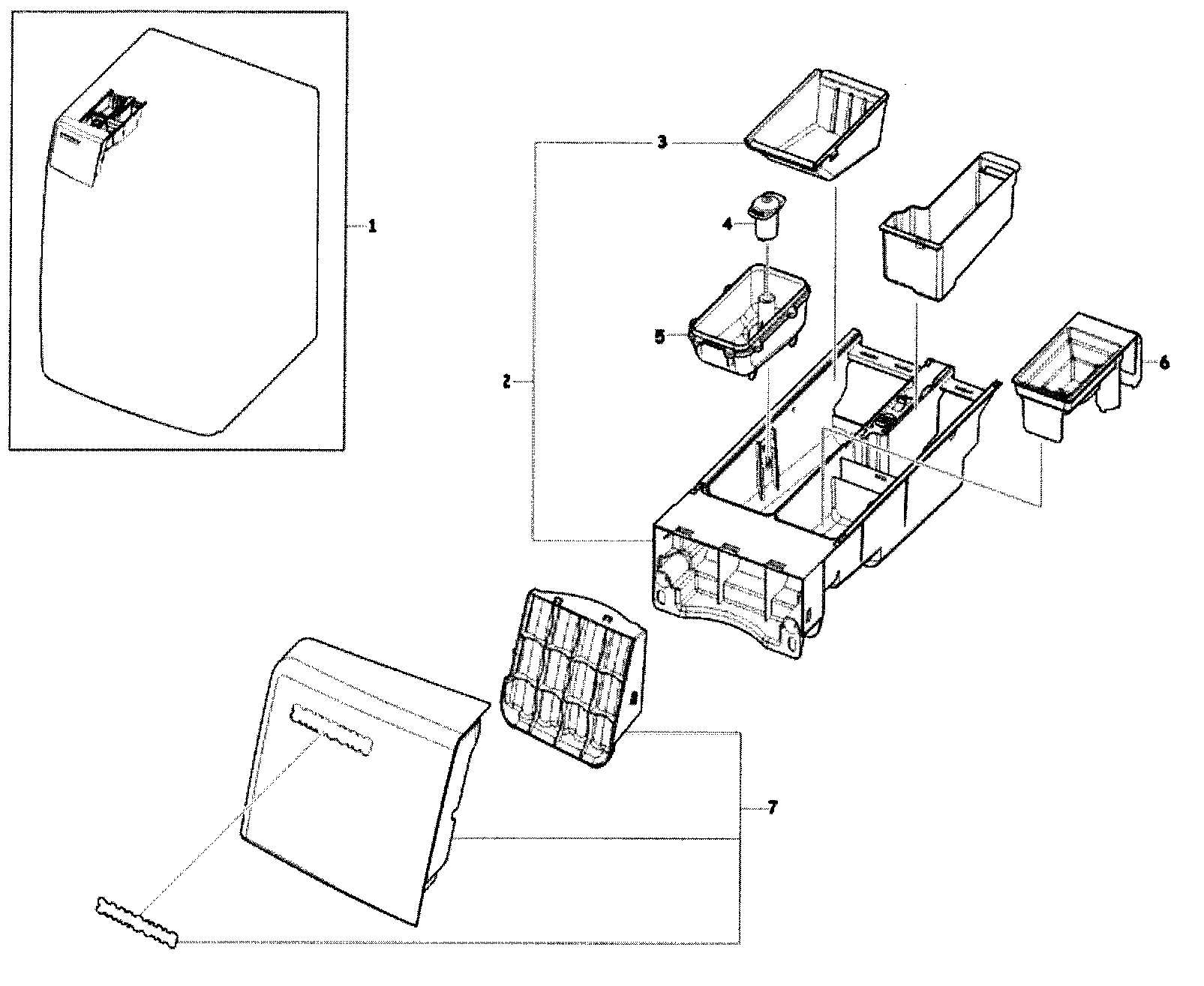 Samsung WF410ANW/XAA-00 drawer assy 1 diagram