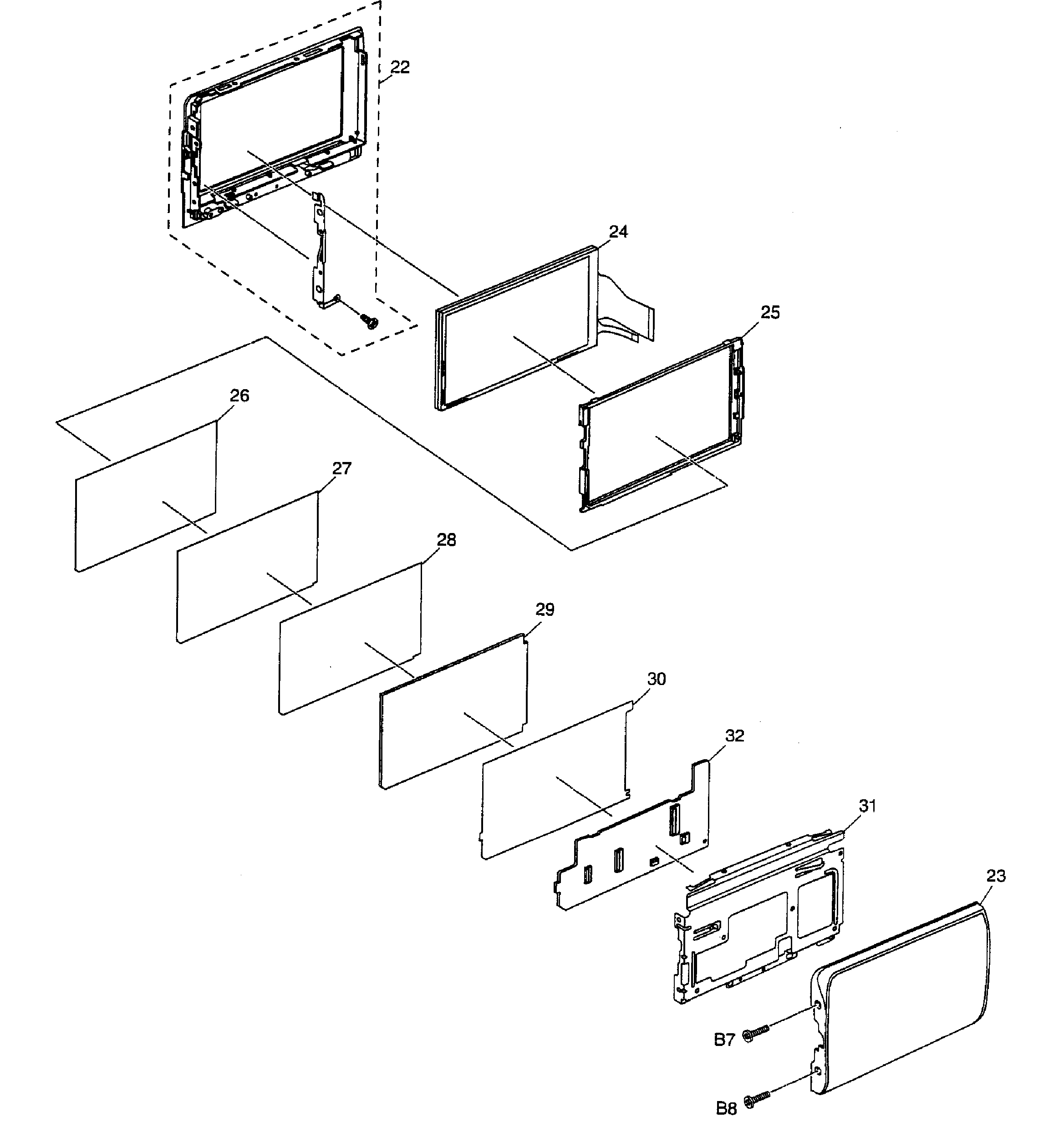 Panasonic HDC-SDT750PP lcd assy diagram