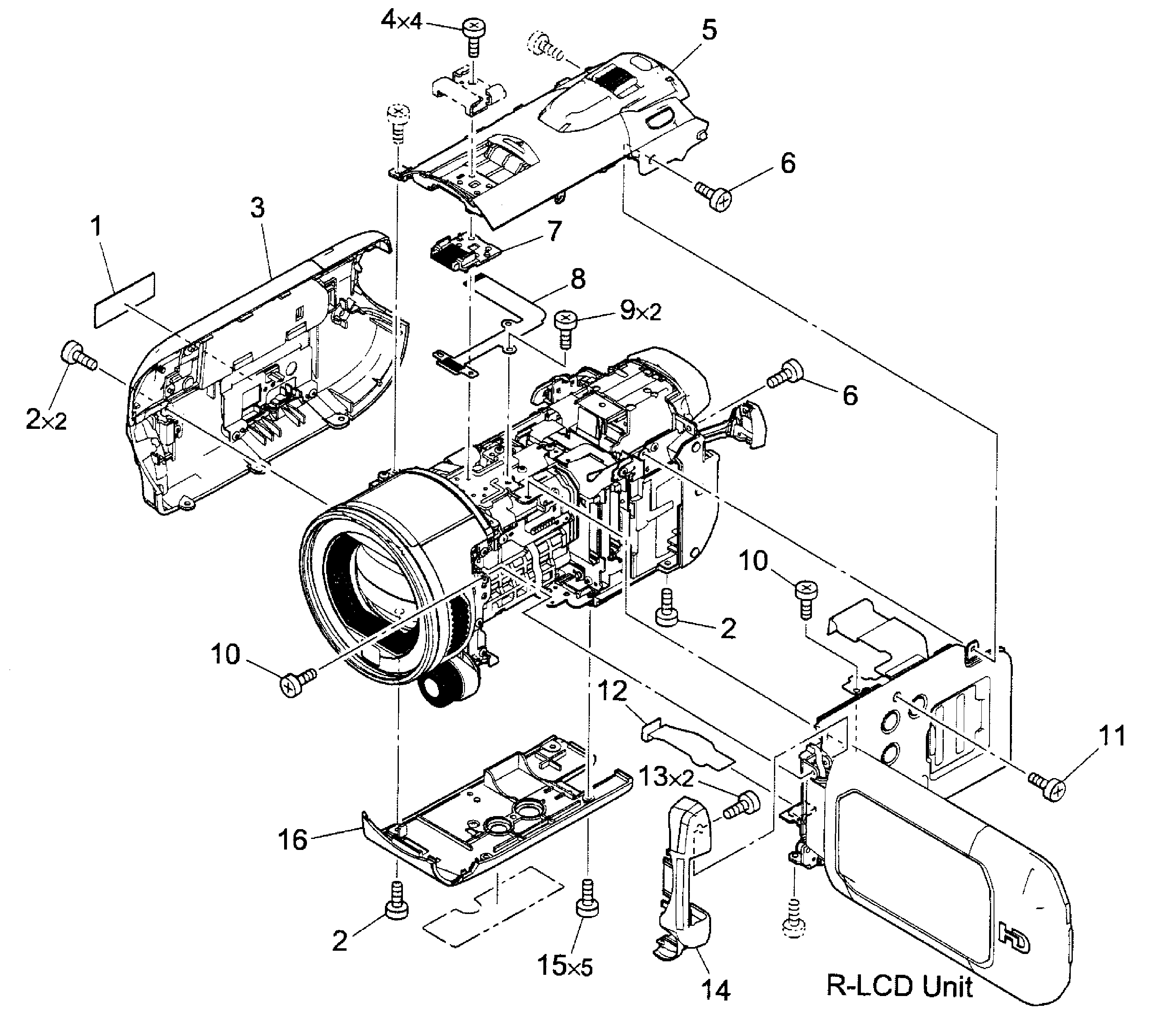 Canon HFS20 frame assy diagram