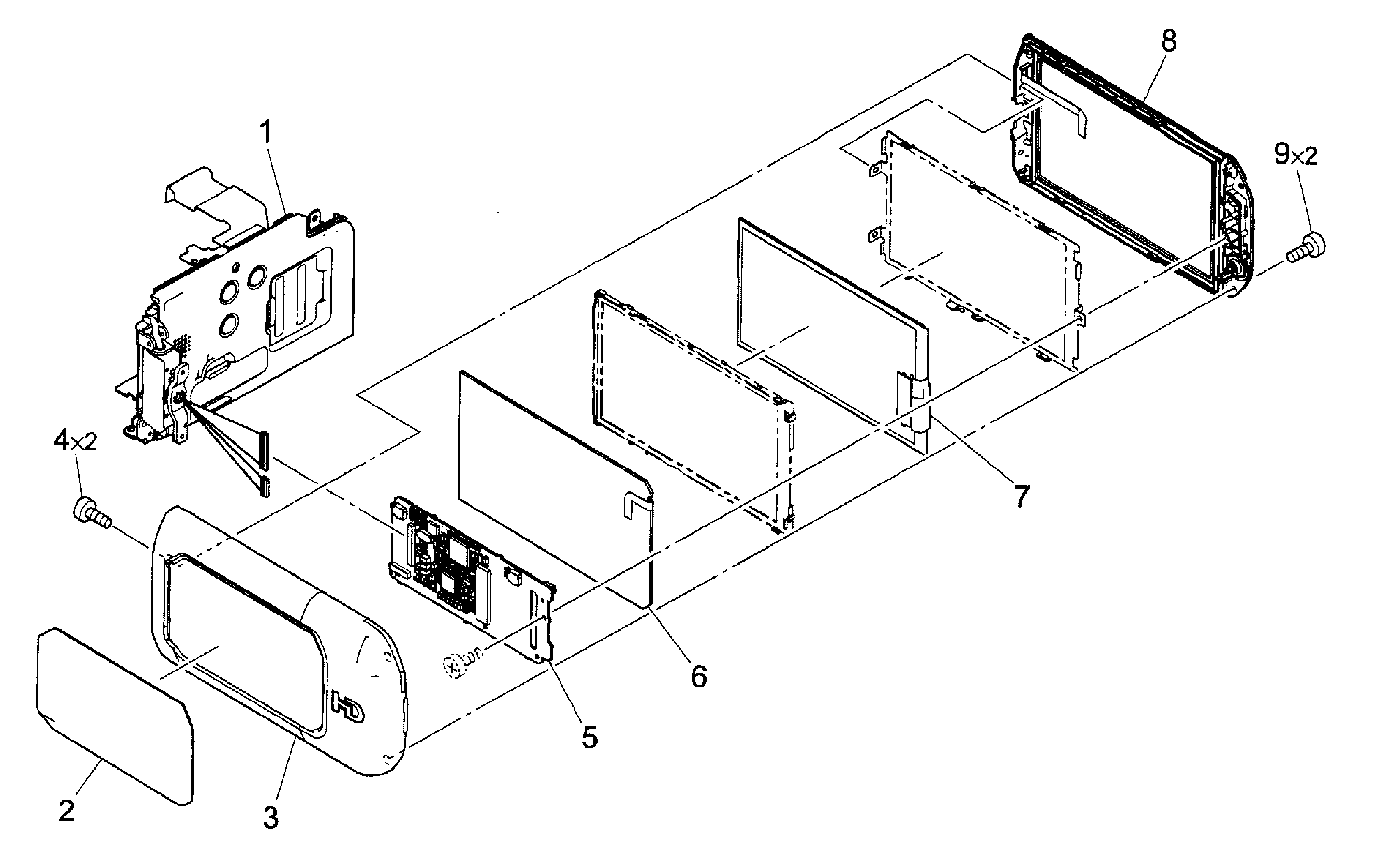 Canon HFS20 lcd assy diagram