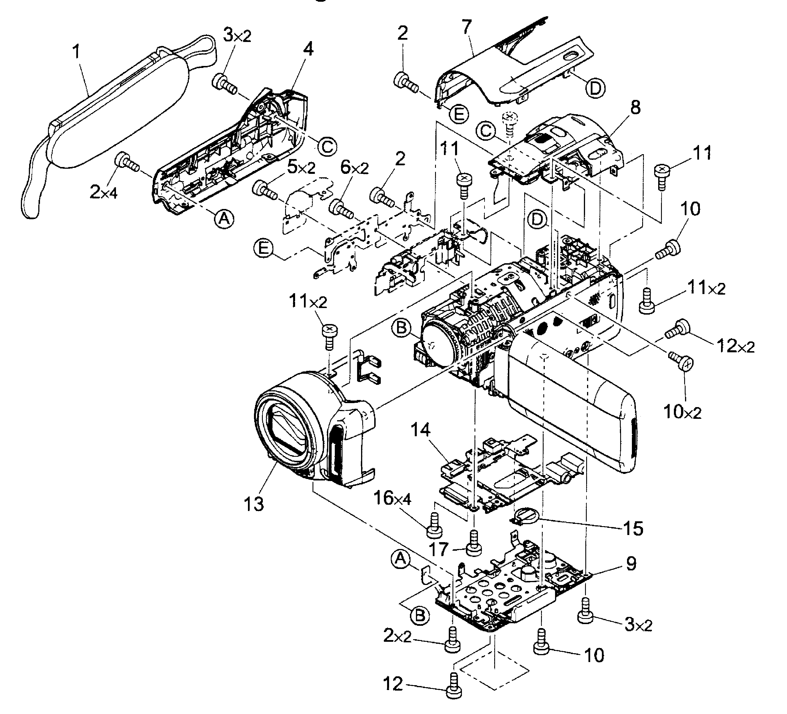 Canon HFM31 frame assy diagram