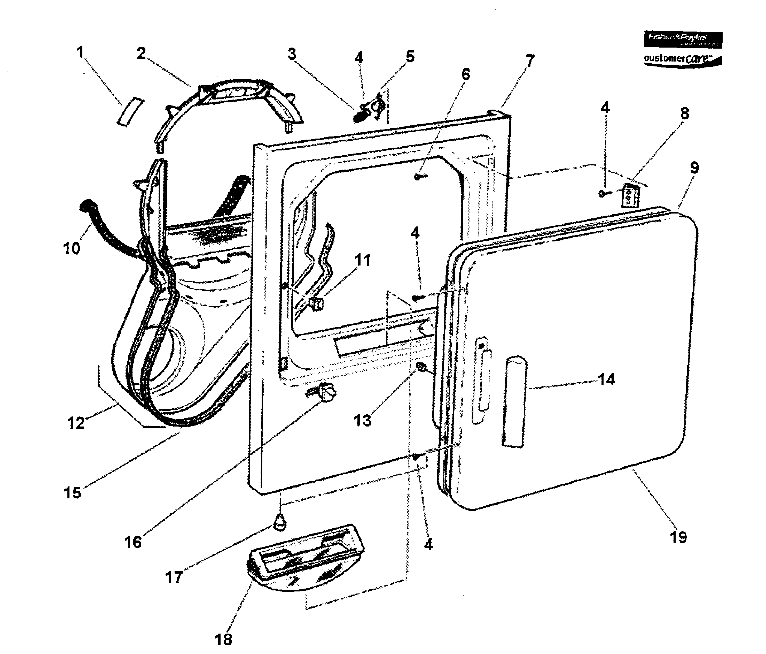 Fisher & Paykel DG60FA27AW2-96979 door diagram