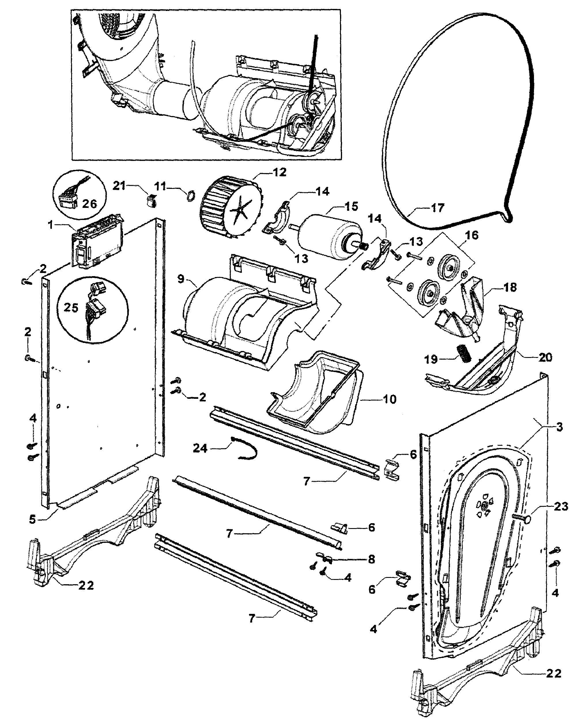 Fisher & Paykel DG62T27GW2-96150-A motor assy diagram