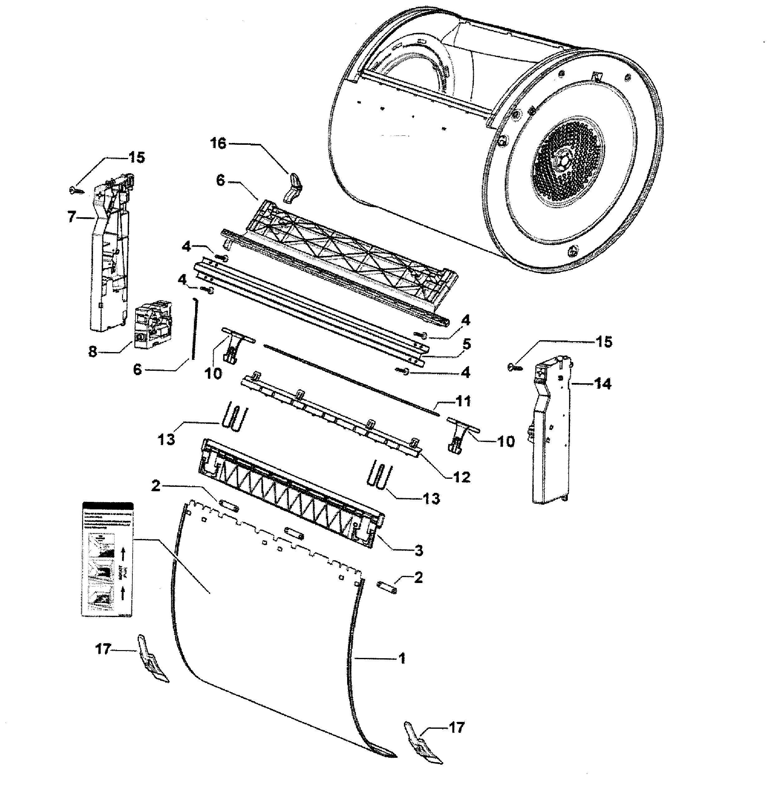 Fisher & Paykel DG62T27GW2-96150-A drum door diagram