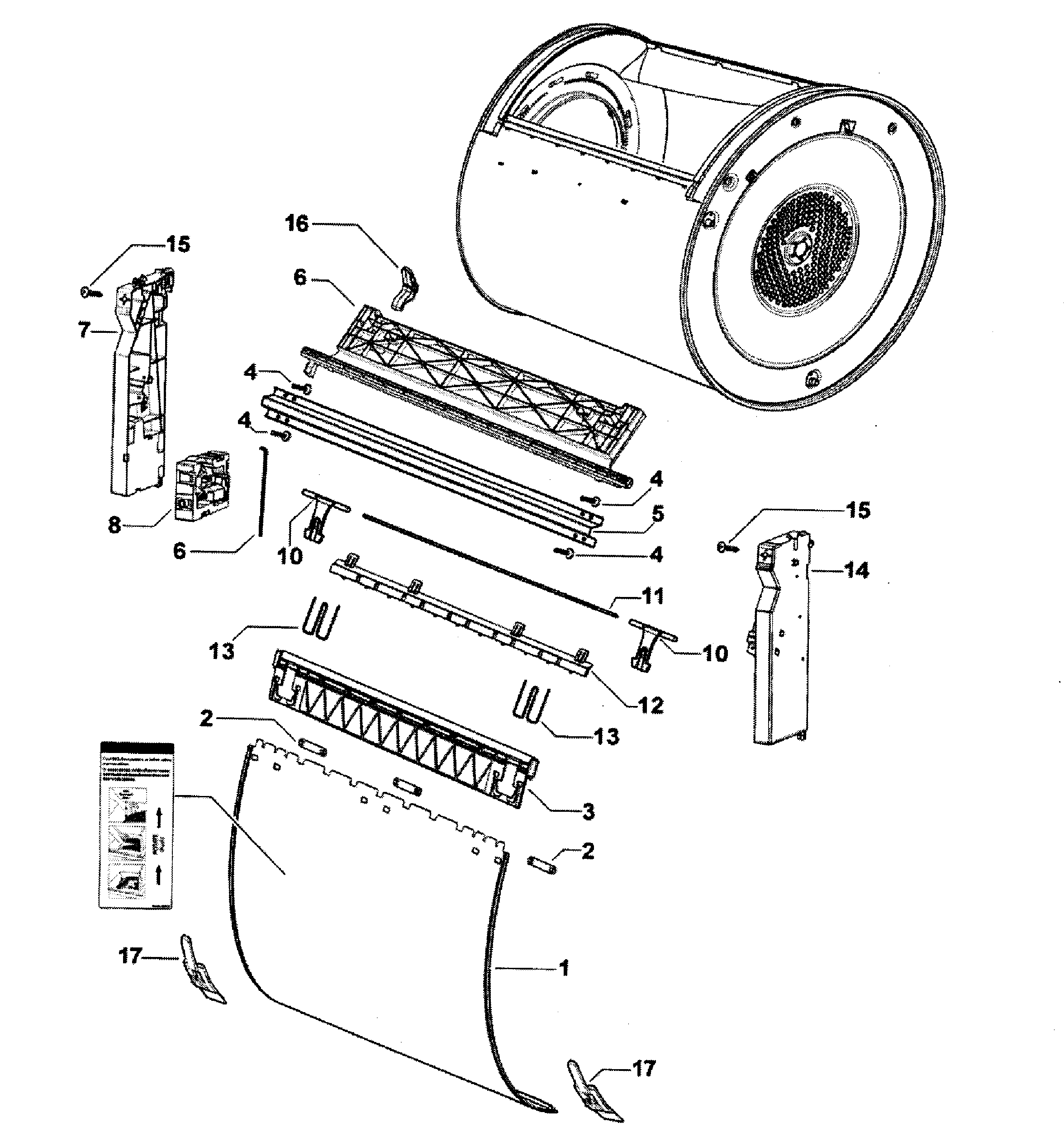 Fisher & Paykel DE62T27CW2-96168-A drum door diagram