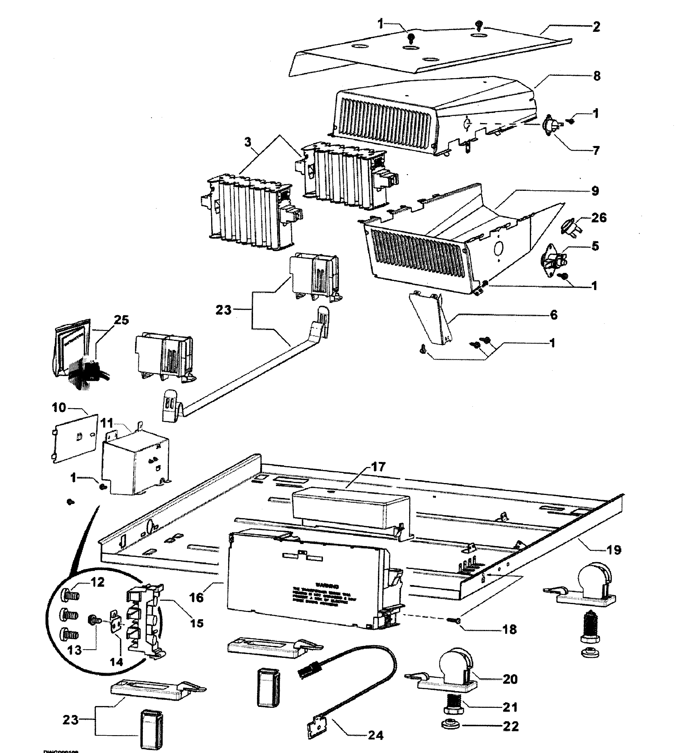 Fisher & Paykel DE62T27CW2-96168-A base assy diagram