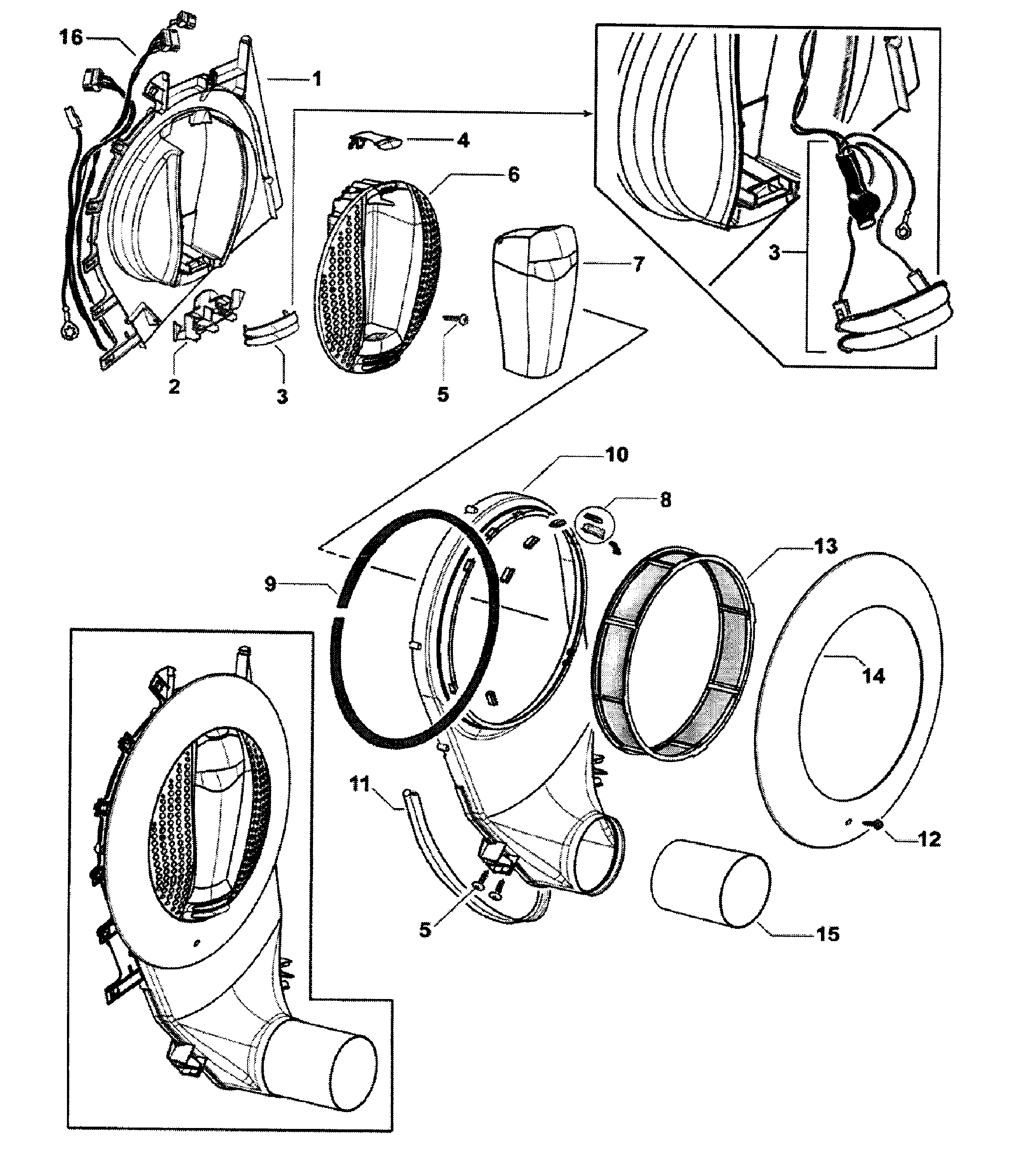 Fisher & Paykel DE62T27GW2-96148-A outlet duct diagram