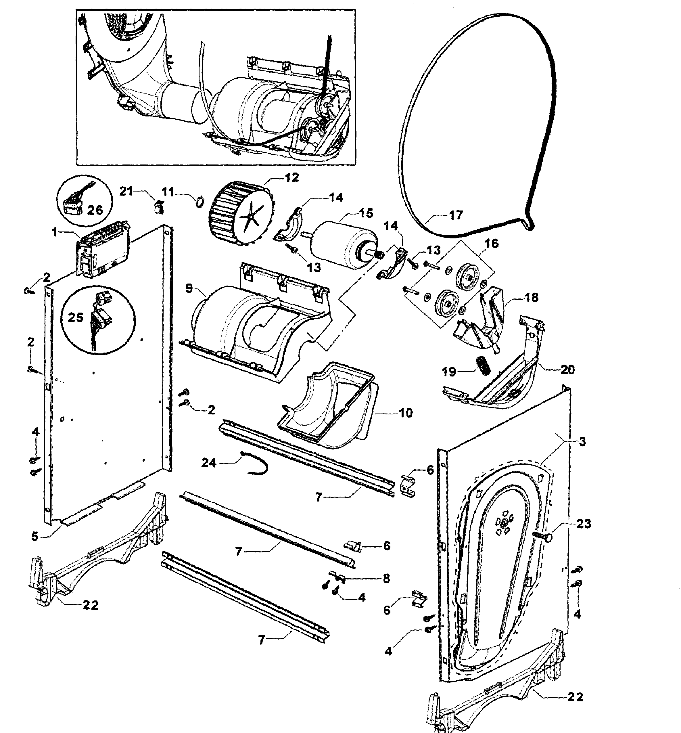 Fisher & Paykel DE62T27GW2-96148-A motor assy diagram