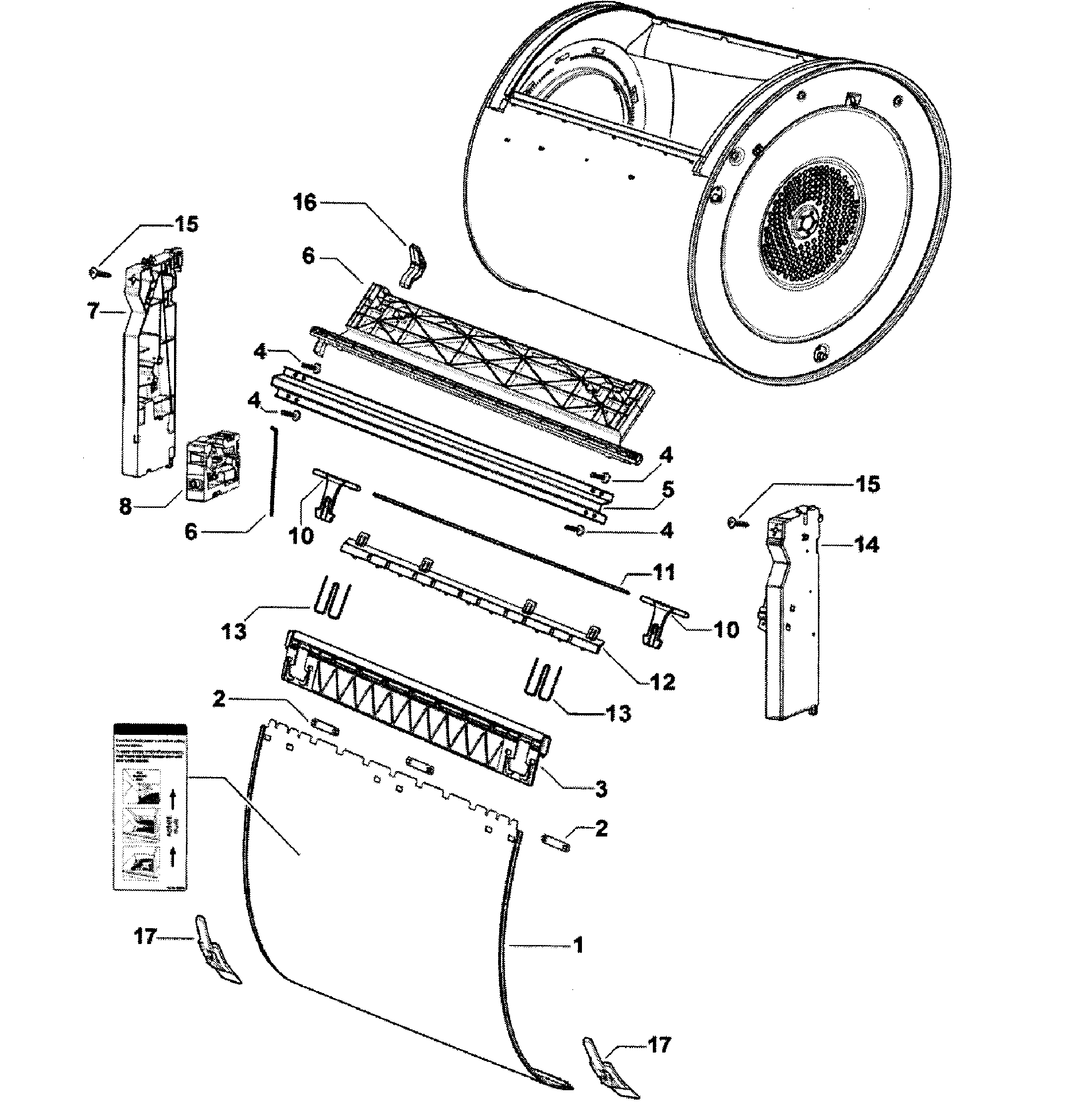 Fisher & Paykel DE62T27GW2-96148-A drum assy diagram