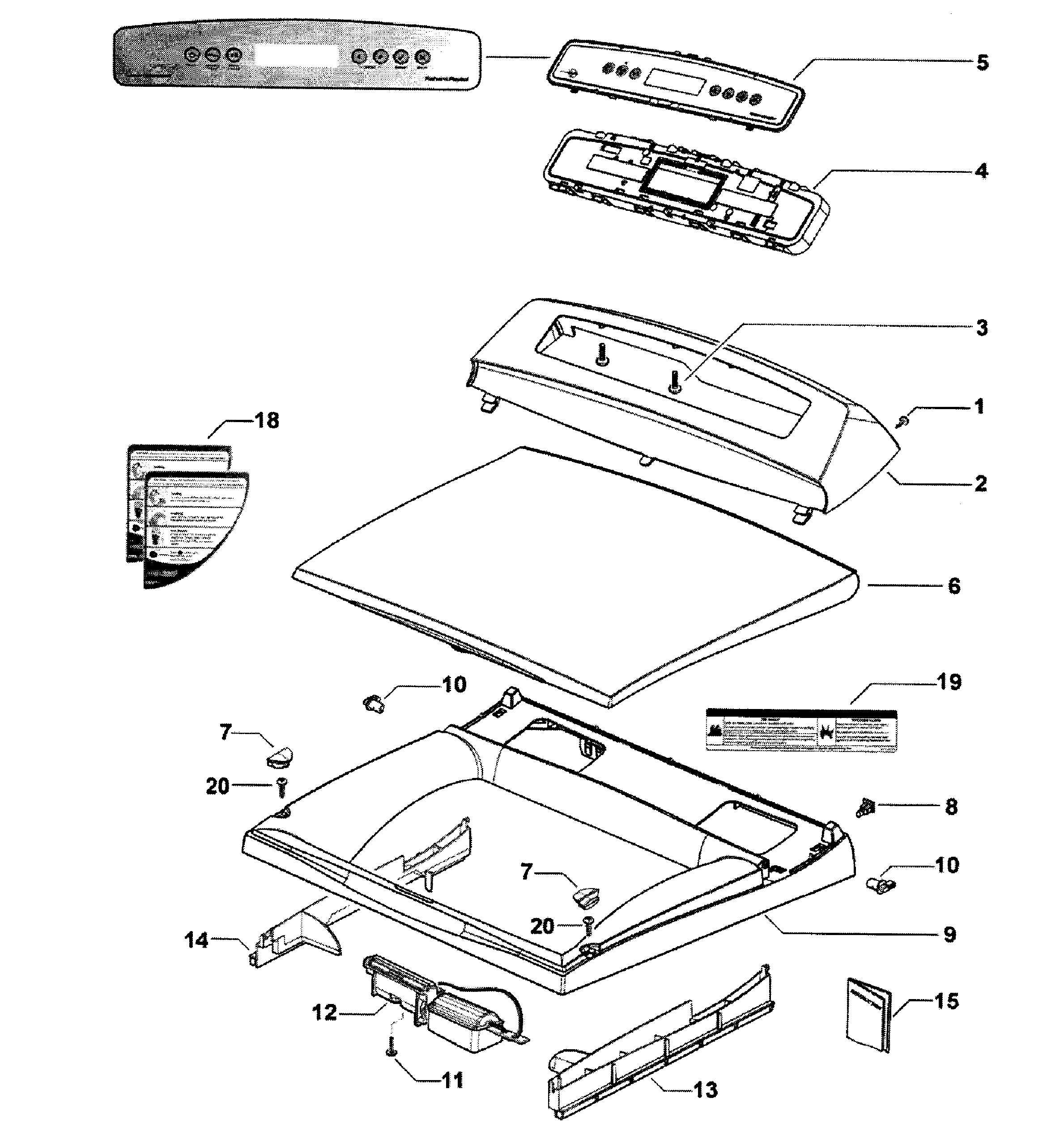 Fisher & Paykel DG62T27CW2-96170-A front panel diagram