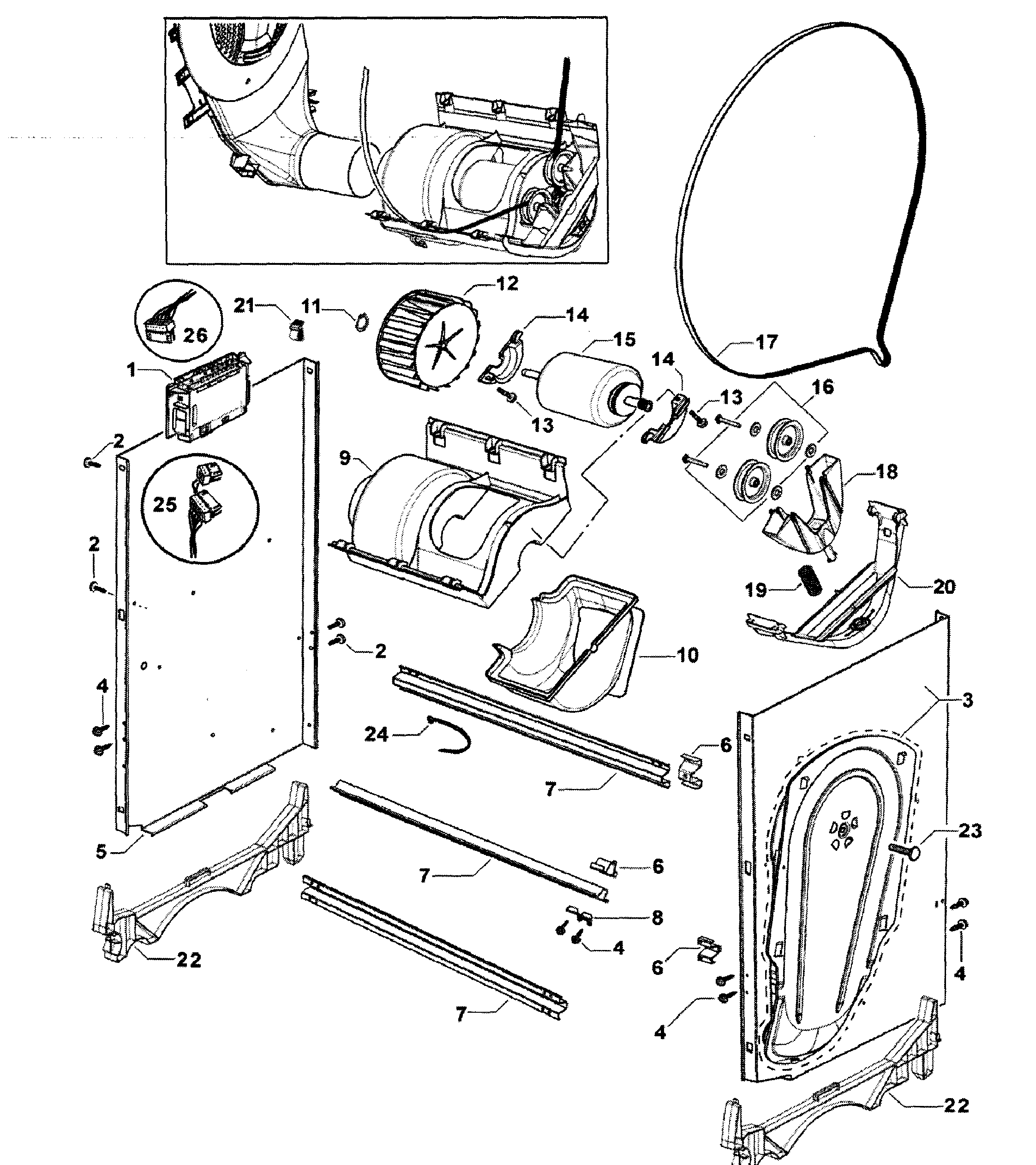 Fisher & Paykel DG62T27CW2-96170-A motor assy diagram