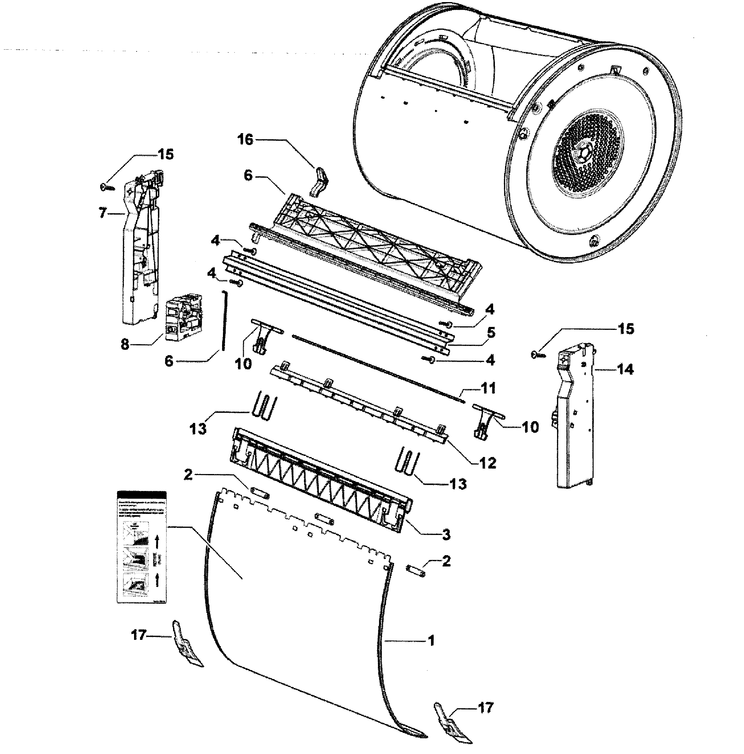 Fisher & Paykel DG62T27CW2-96170-A drum assy diagram