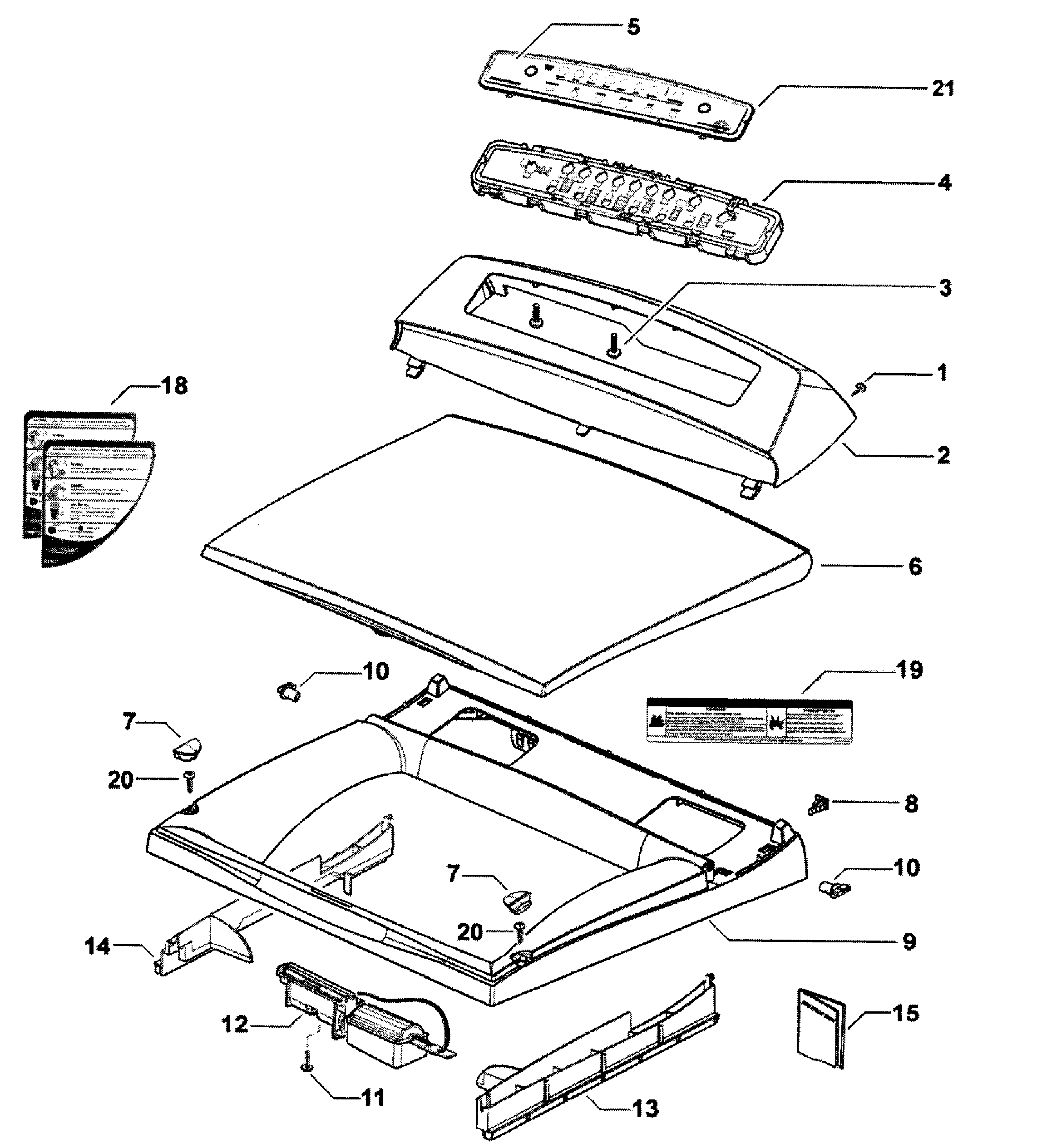 Fisher & Paykel DE62T27DW2-96165-A front panel diagram