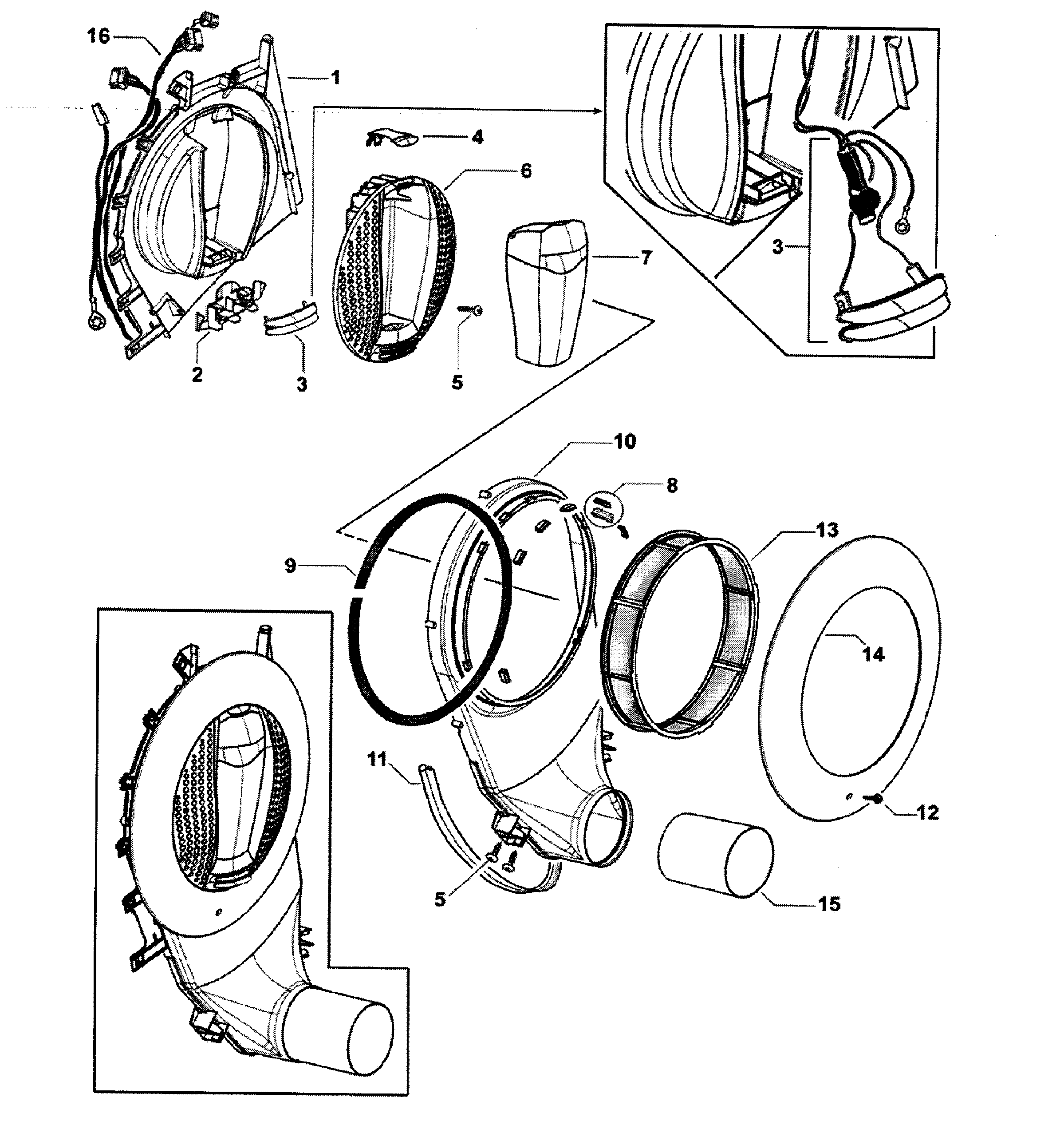 Fisher & Paykel DE62T27DW2-96165-A outlet duct diagram