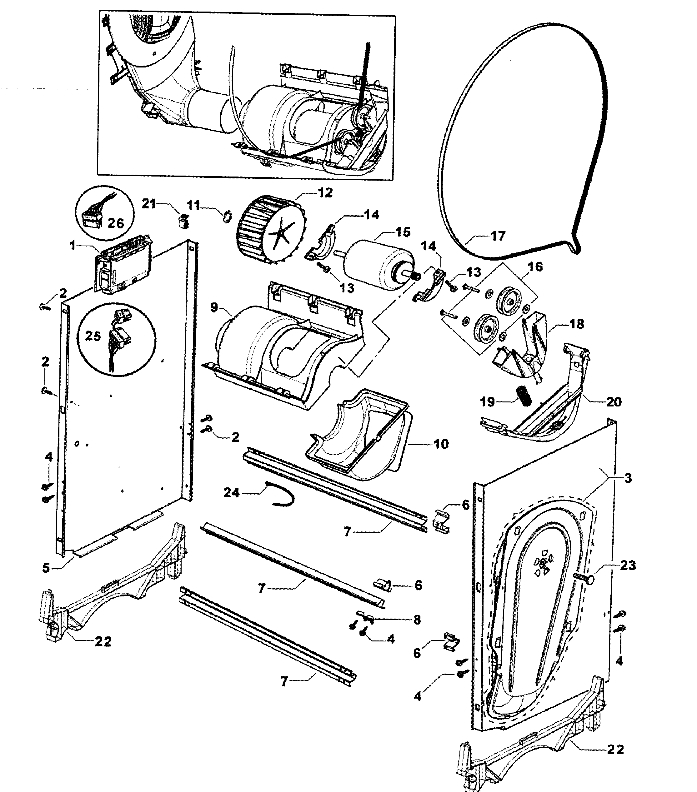Fisher & Paykel DE62T27DW2-96165-A motor assy diagram