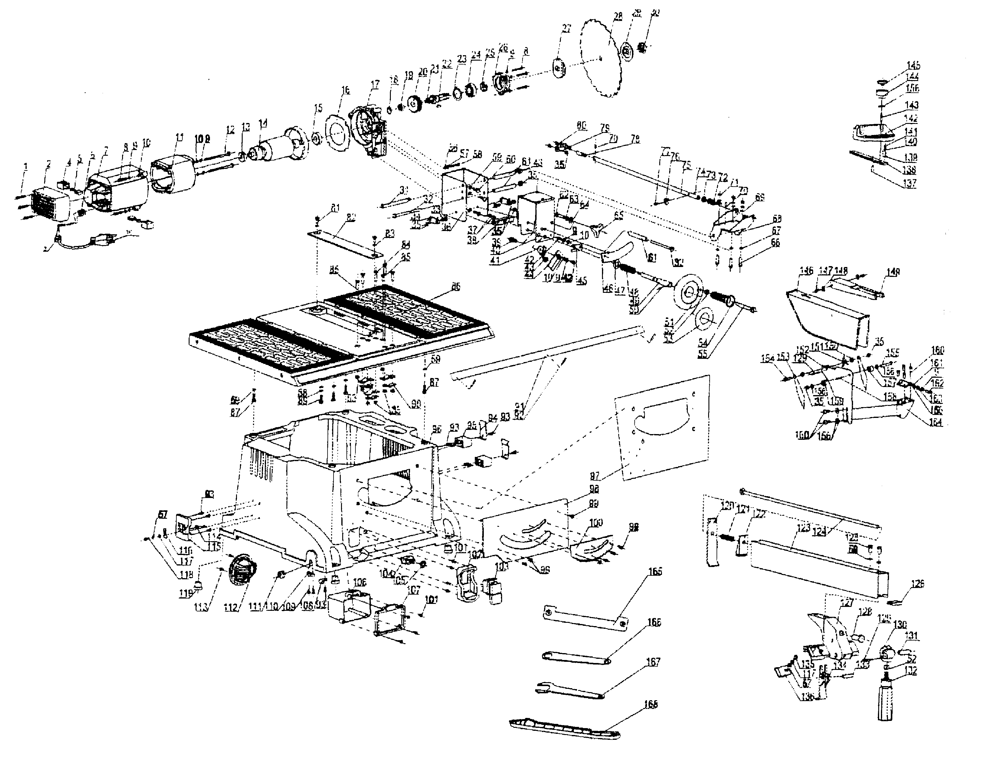 Steele SP-PB101 table saw diagram