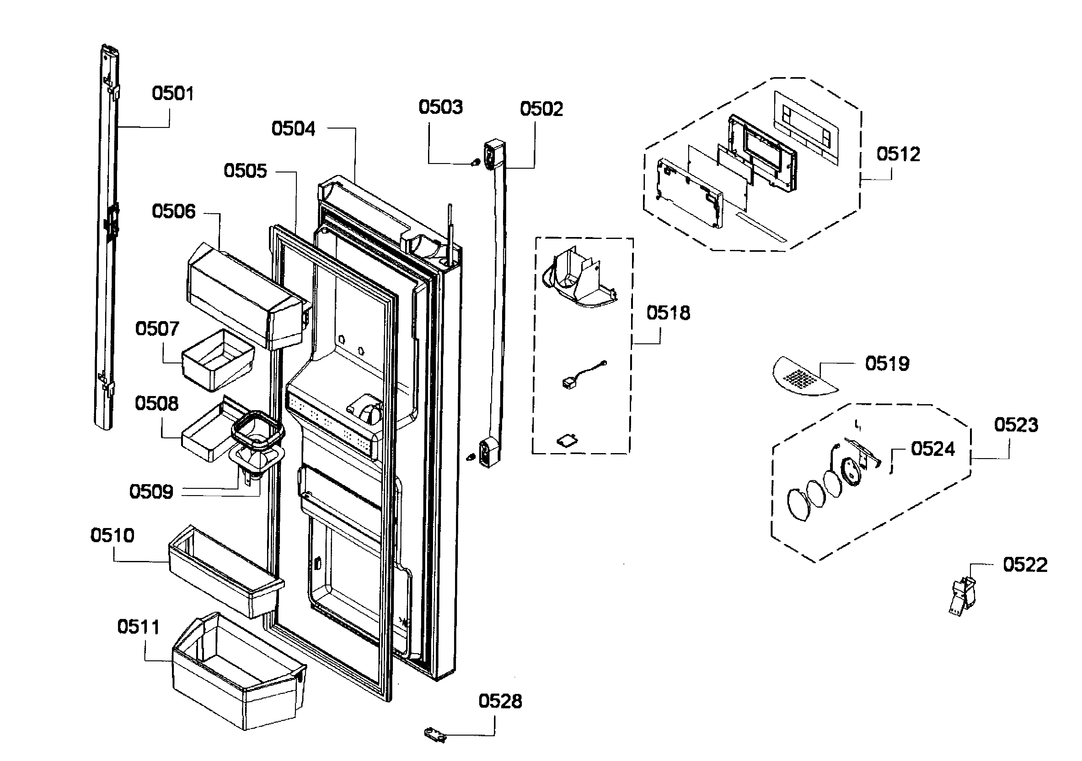 Bosch B26FT70SNS/01 left door diagram