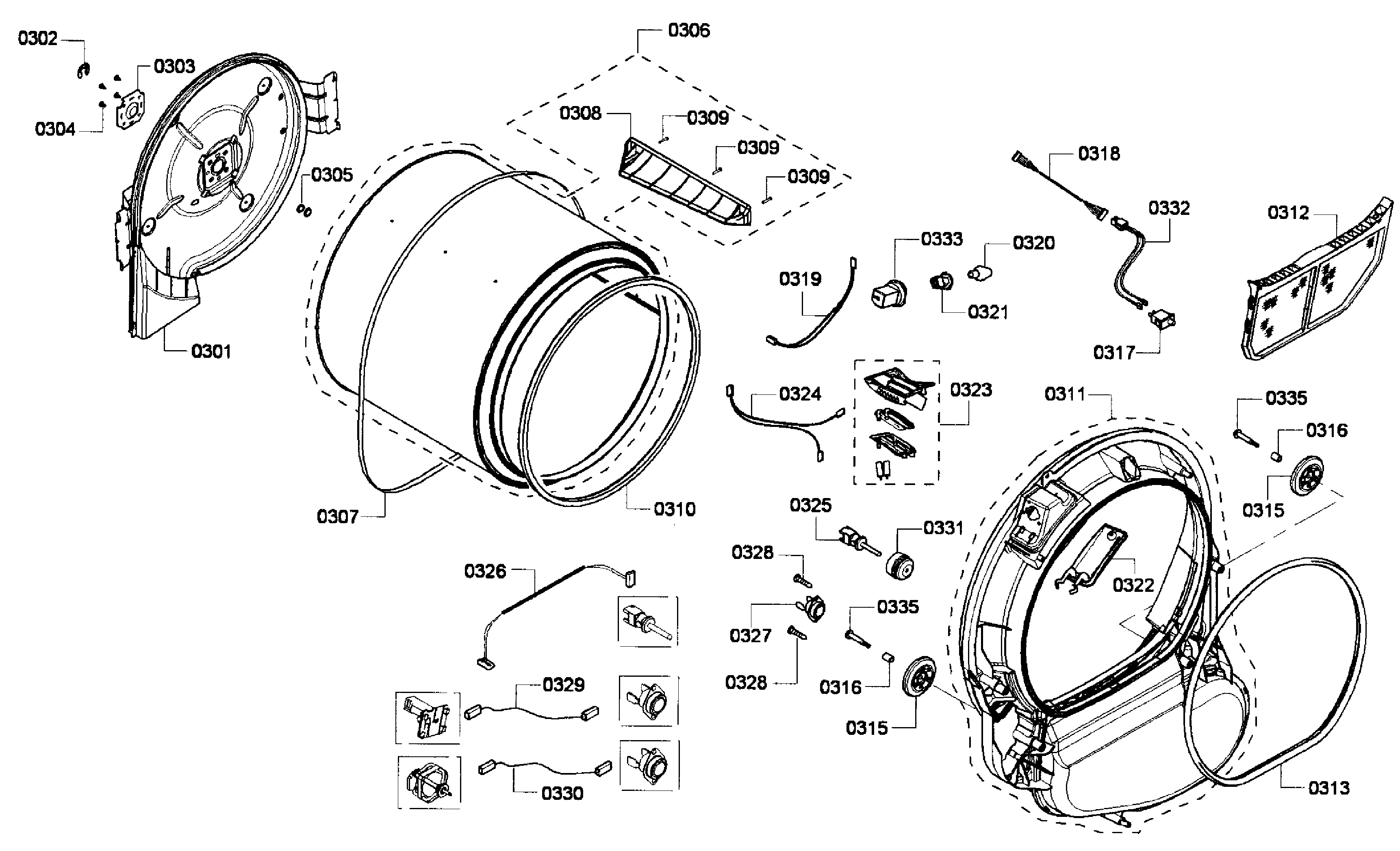 Bosch WTVC533CUS/09 drum diagram