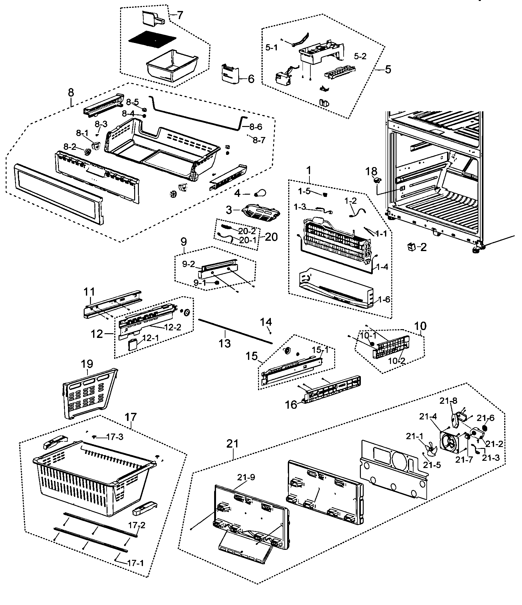 Samsung RF263AEBP/XAA-00 freezer diagram