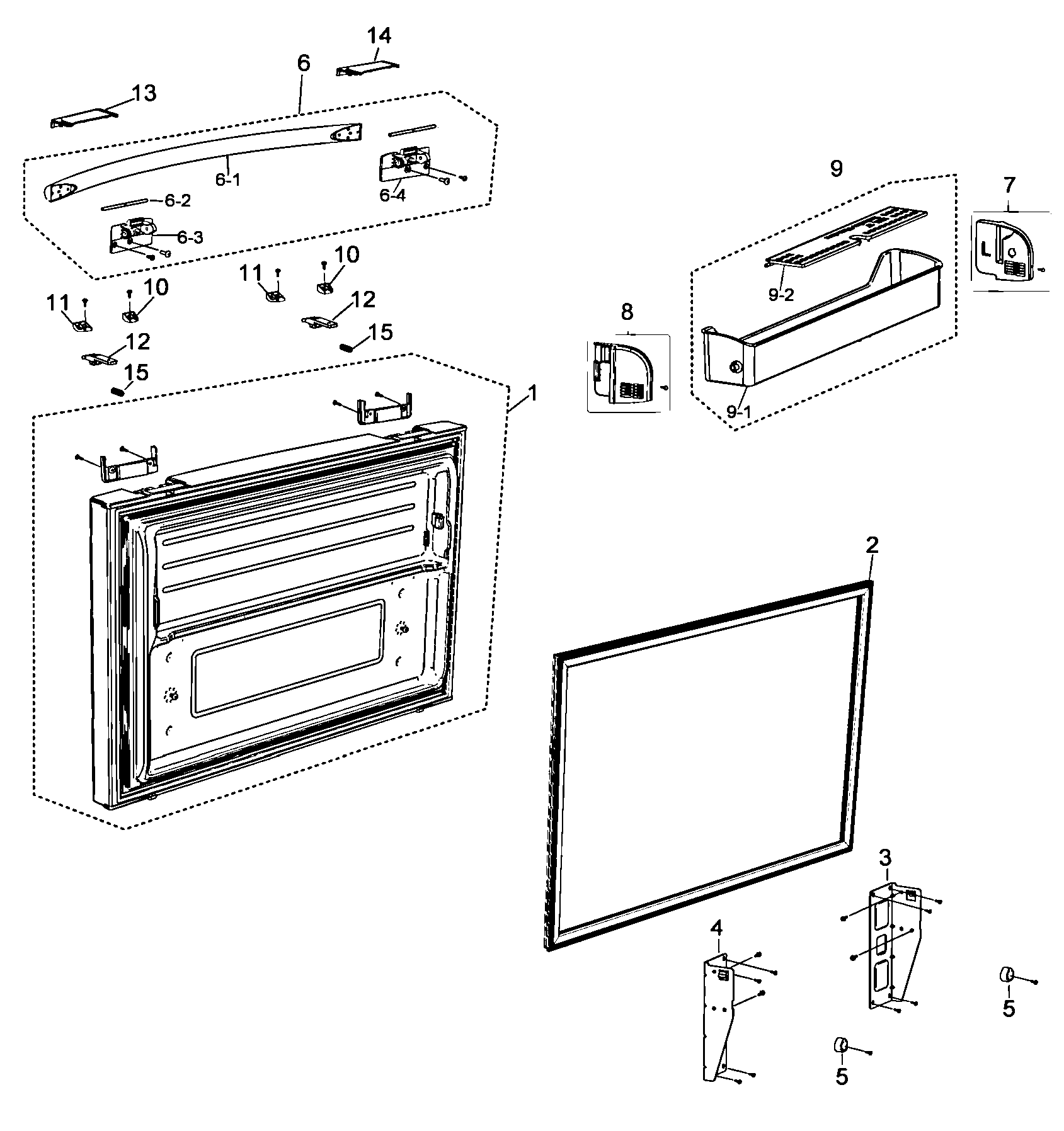 Samsung RF263AEBP/XAA-00 fre door diagram