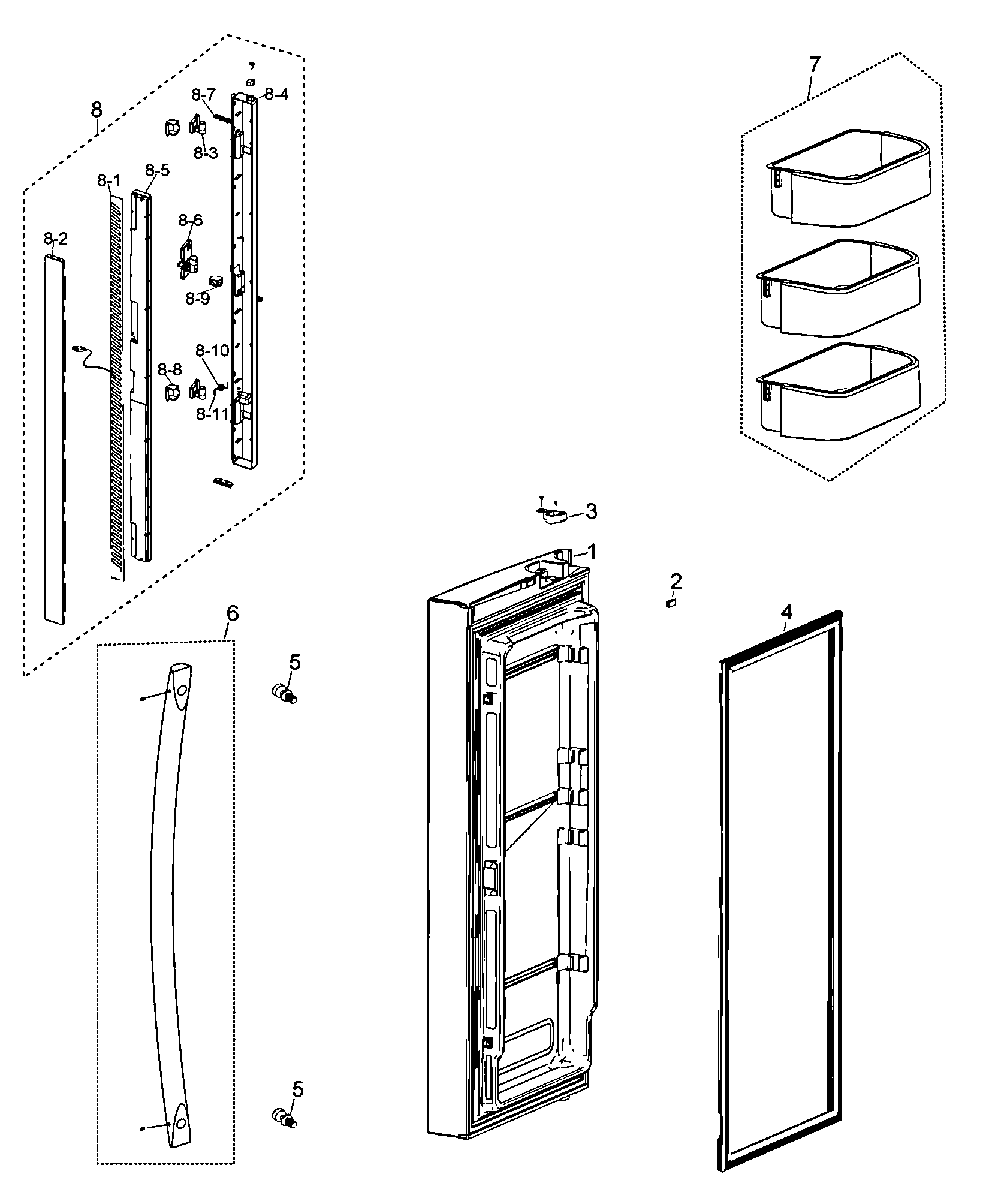 Samsung RF263AEBP/XAA-00 left door diagram