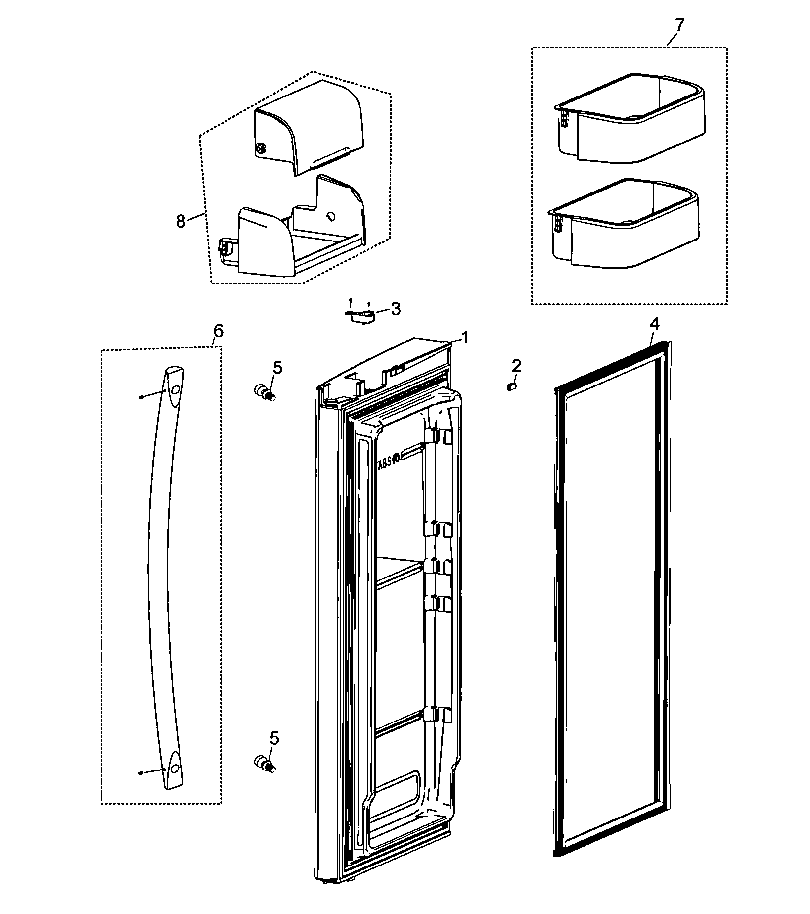 Samsung RF263AEBP/XAA-00 right door diagram
