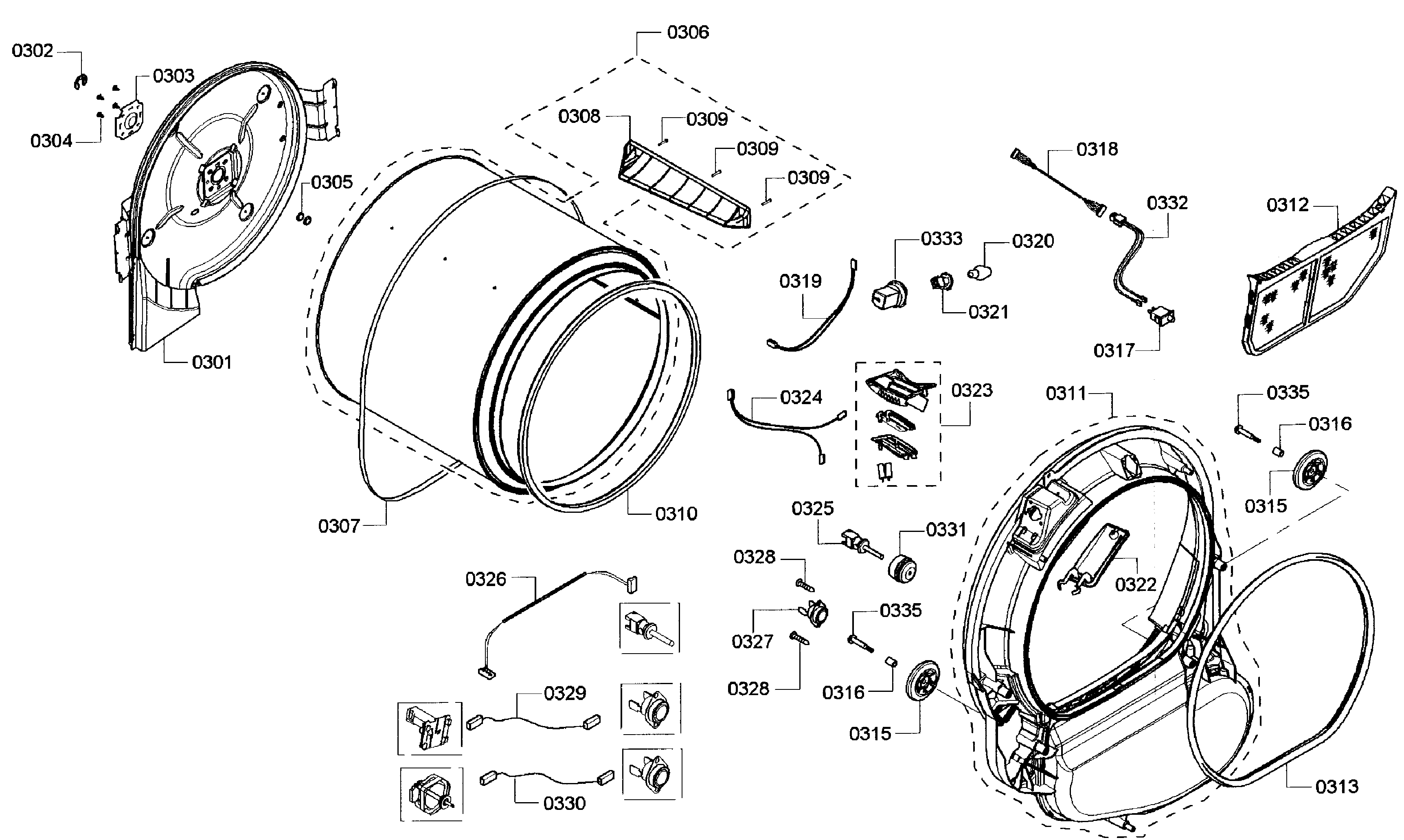 Bosch WTVC533CUS/11 drum assy diagram
