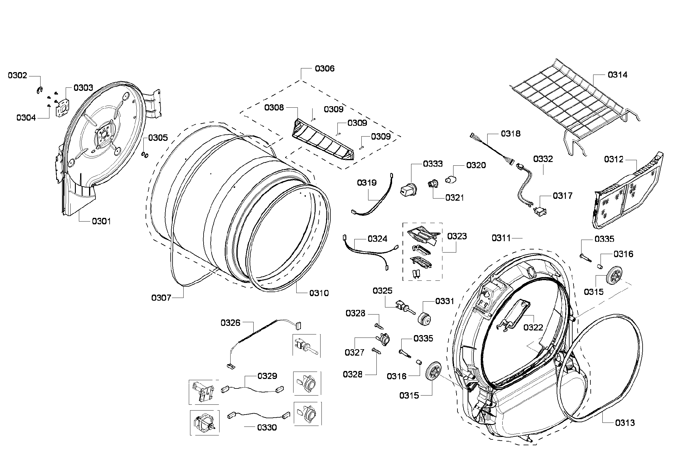 Bosch WTVC833PUS/09 drum assy diagram