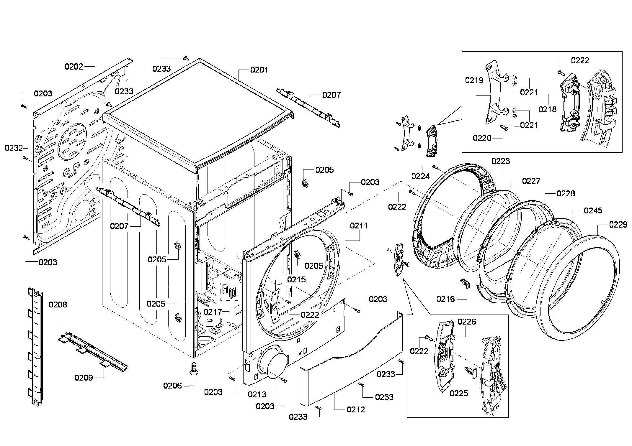 Bosch WTVC853PUC/09 cabinet assy diagram