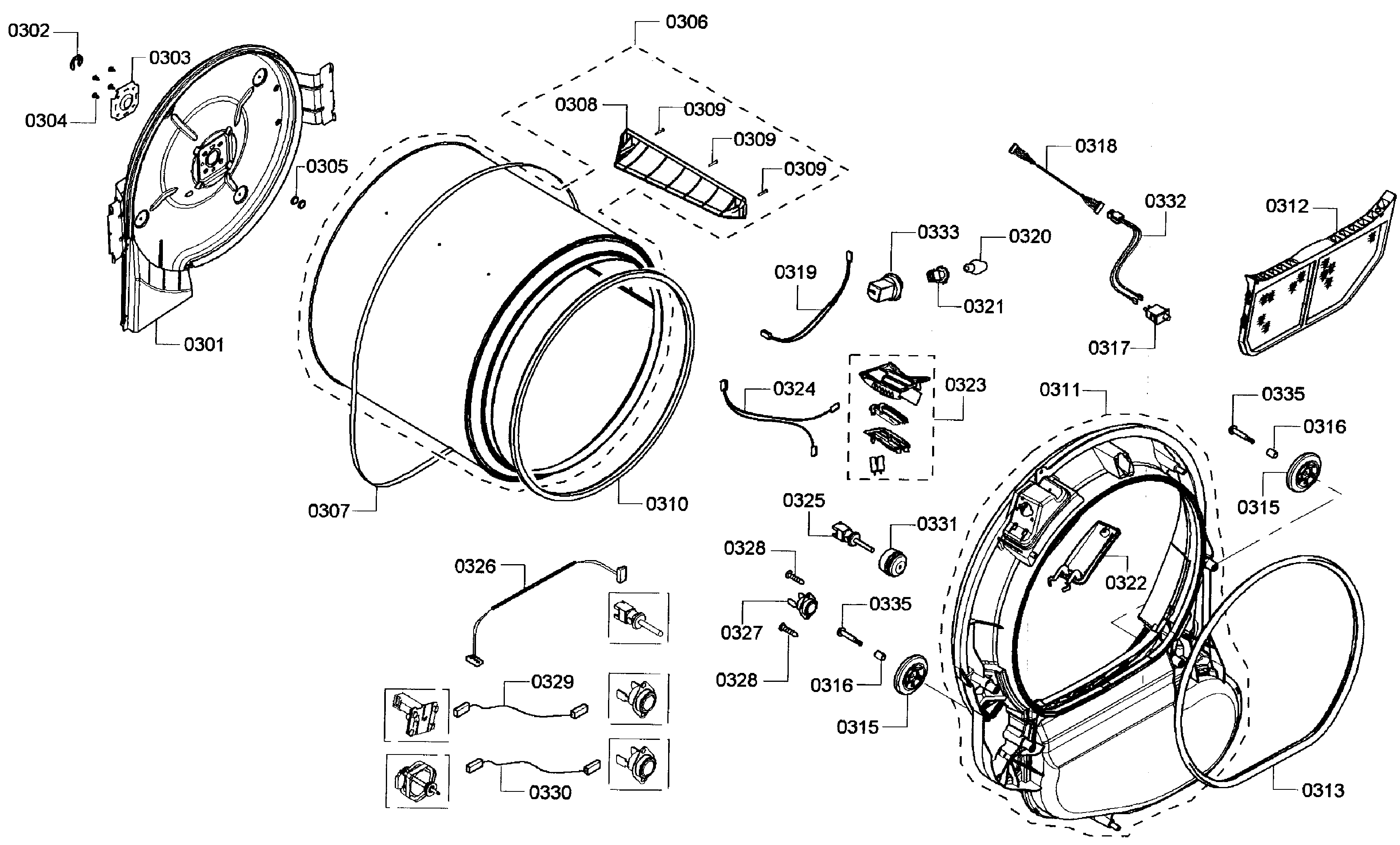 Bosch WTVC553CUC/10 drum assy diagram