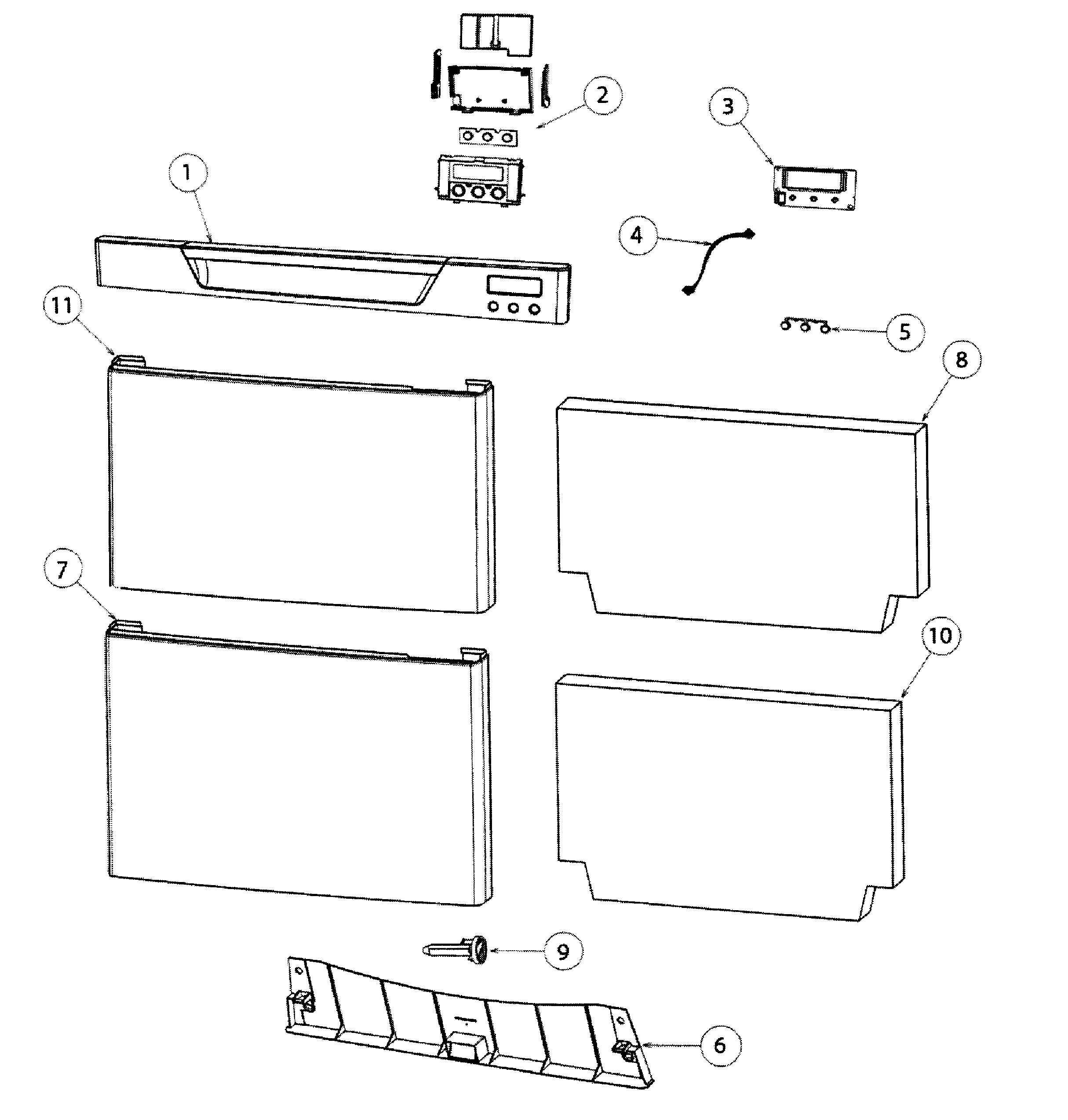Fisher & Paykel DD24DCX6V2-88605-A front panels diagram