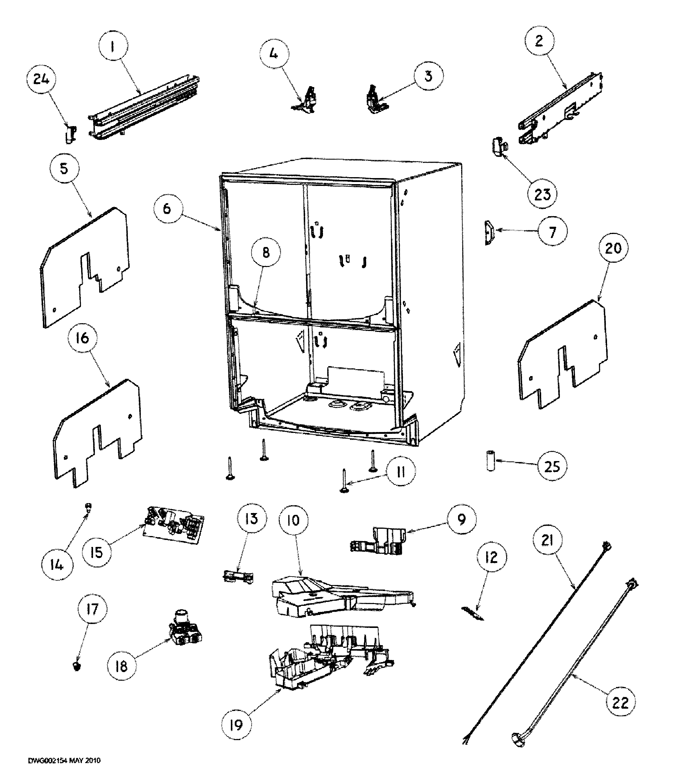 Fisher & Paykel DD24DCX6V2-88605-A cabinet diagram