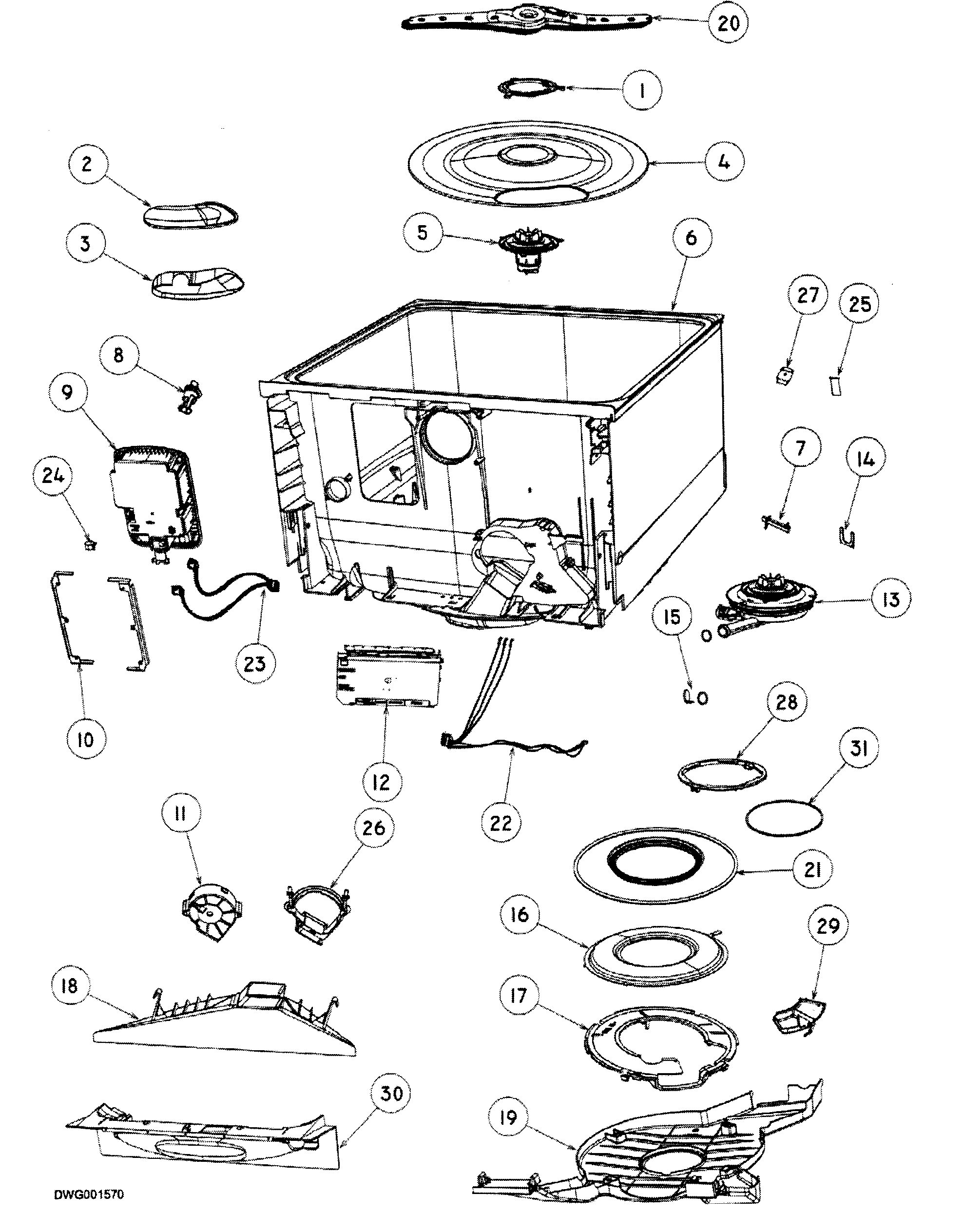 Fisher & Paykel DD24DCX6V2-88605-A tubs asy diagram