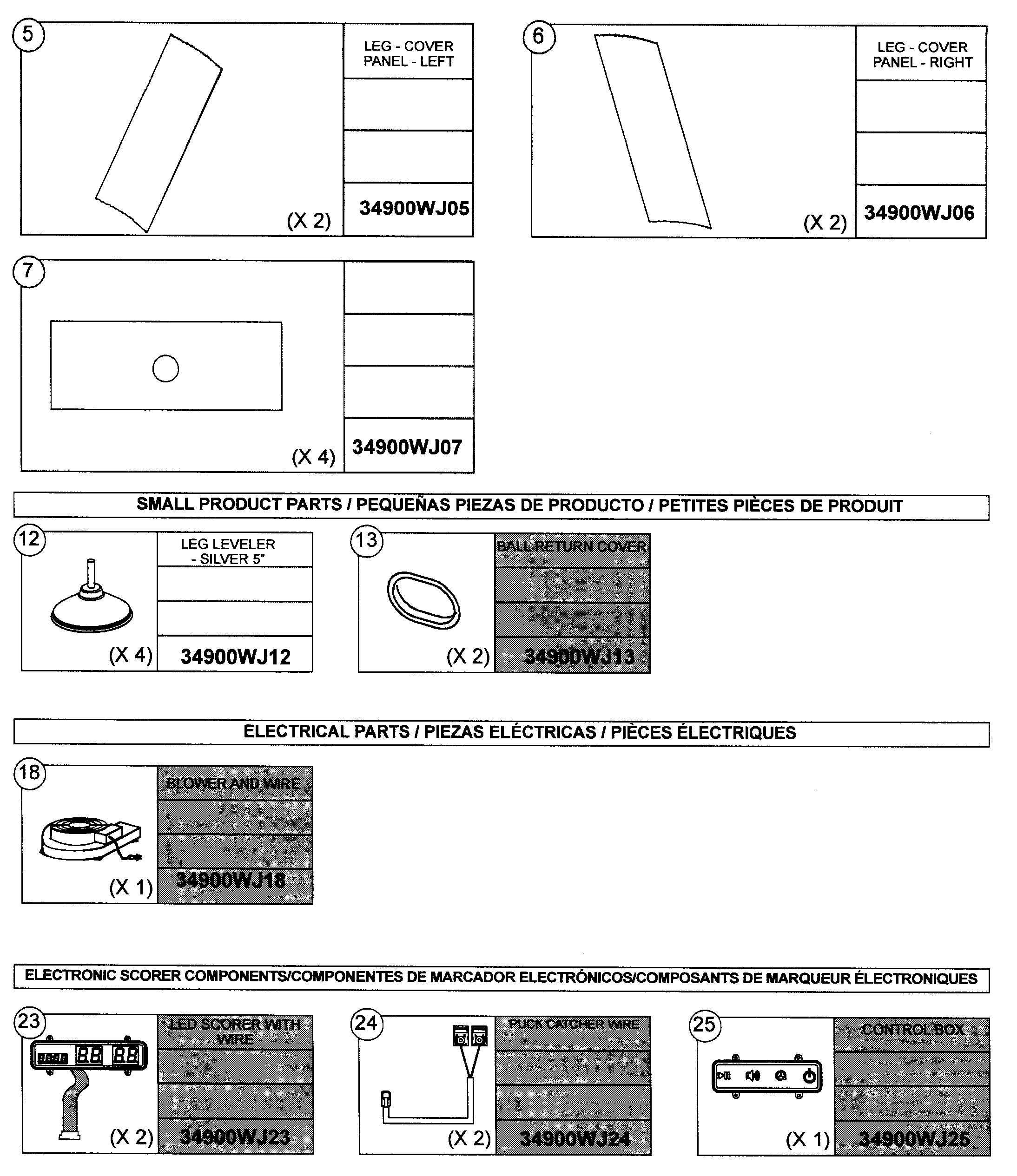 Sportcraft 34900WJ parts list 2 diagram