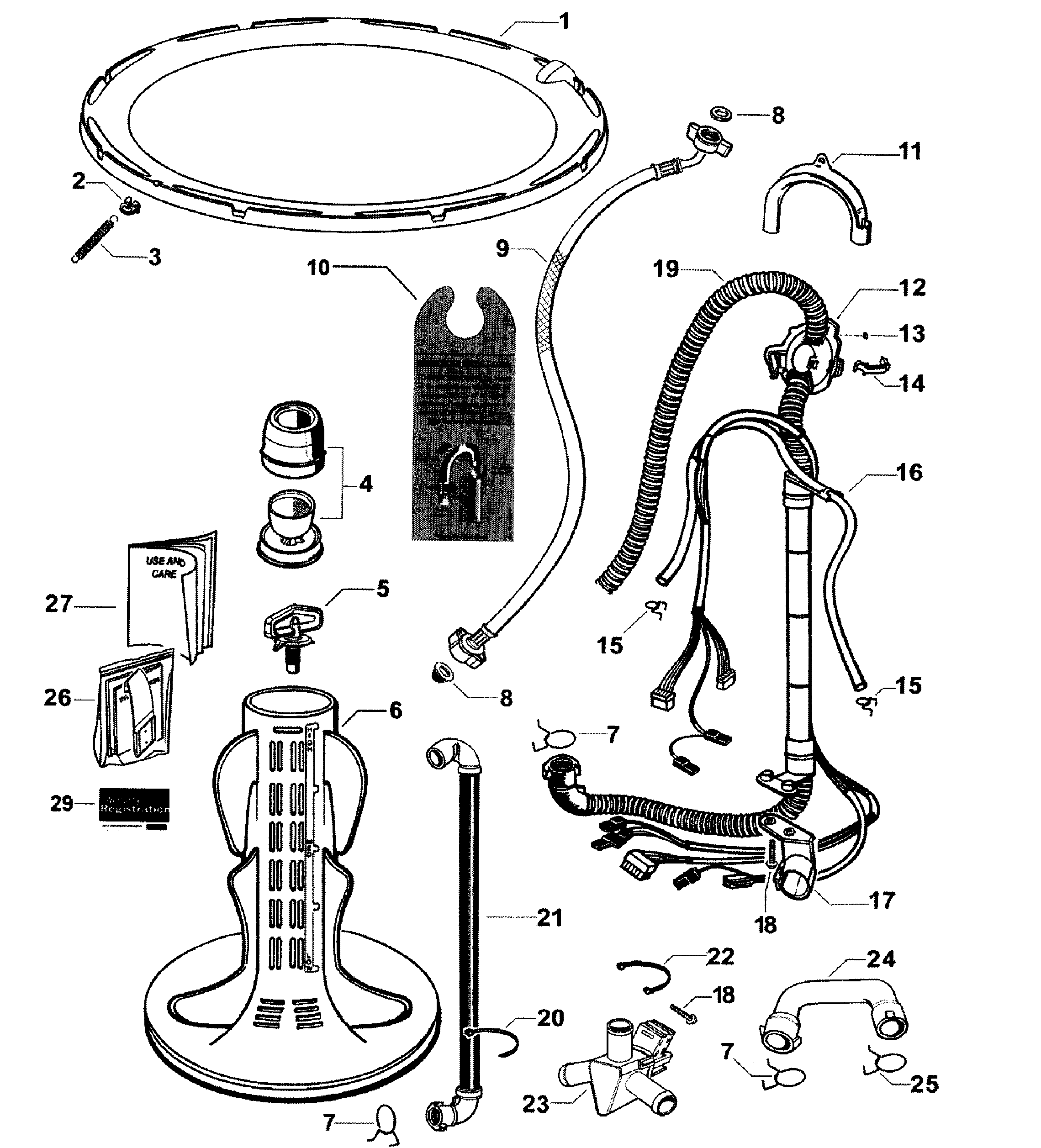 Fisher & Paykel WA42T26GW1-96172A agitator diagram