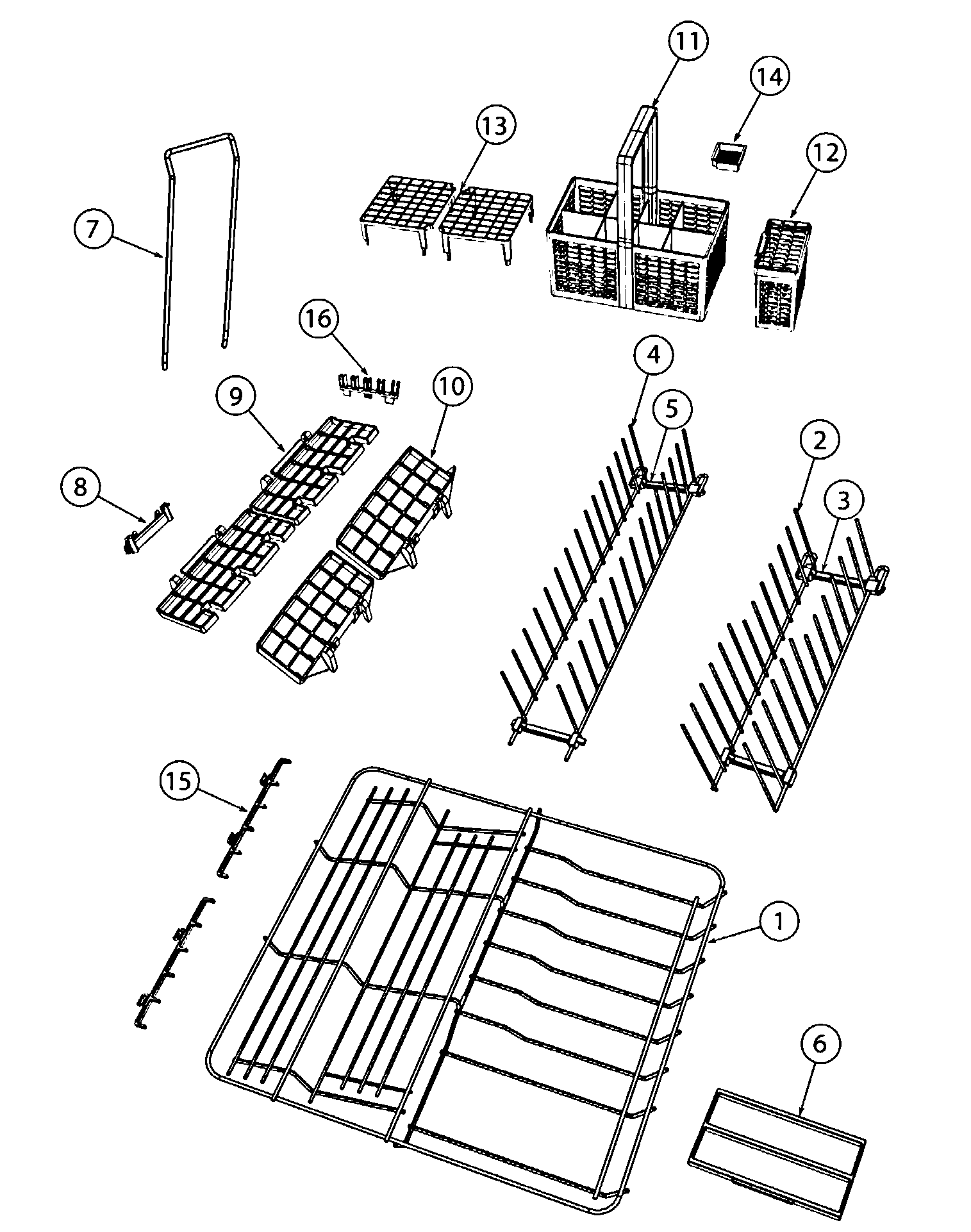 Fisher & Paykel DD24SHTI6V2-88601-A rack assembly diagram