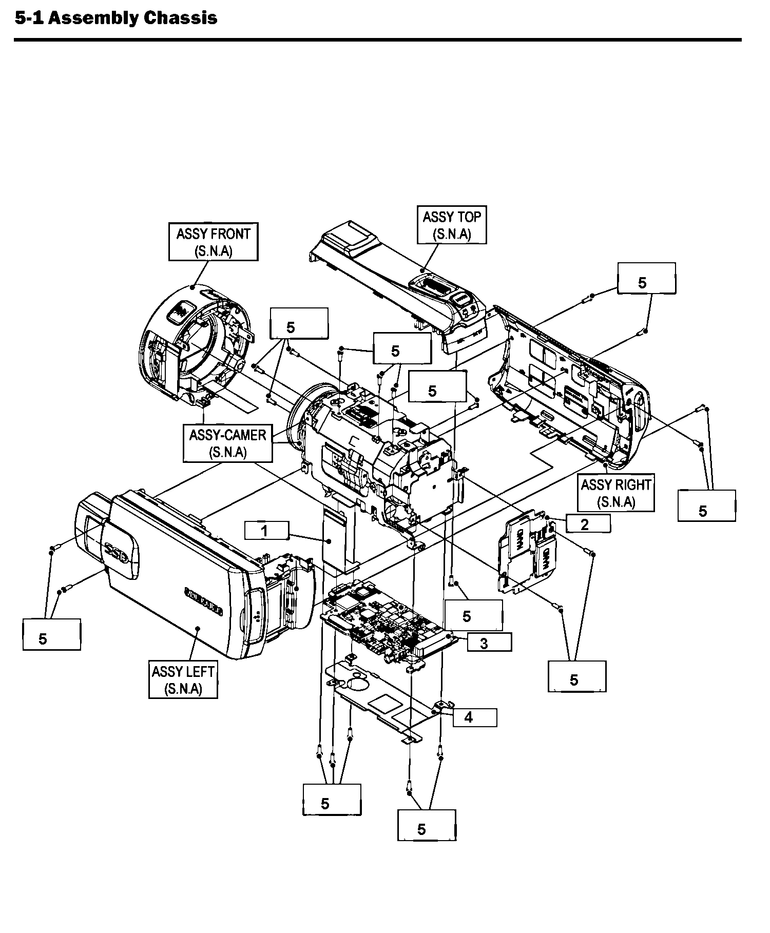 Samsung HMX-S16BN/XAA chassis assy diagram
