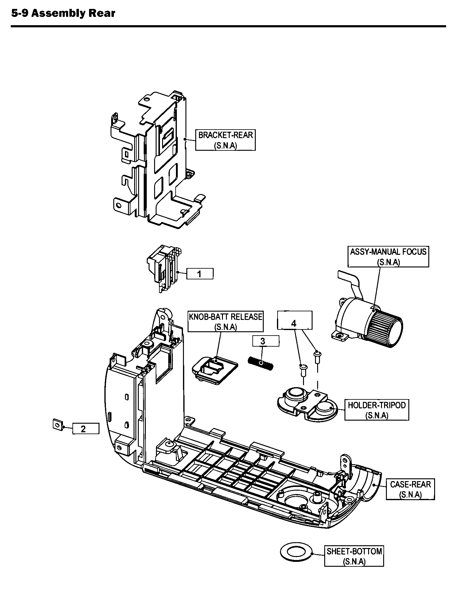 Samsung HMX-S16BN/XAA rear assy diagram