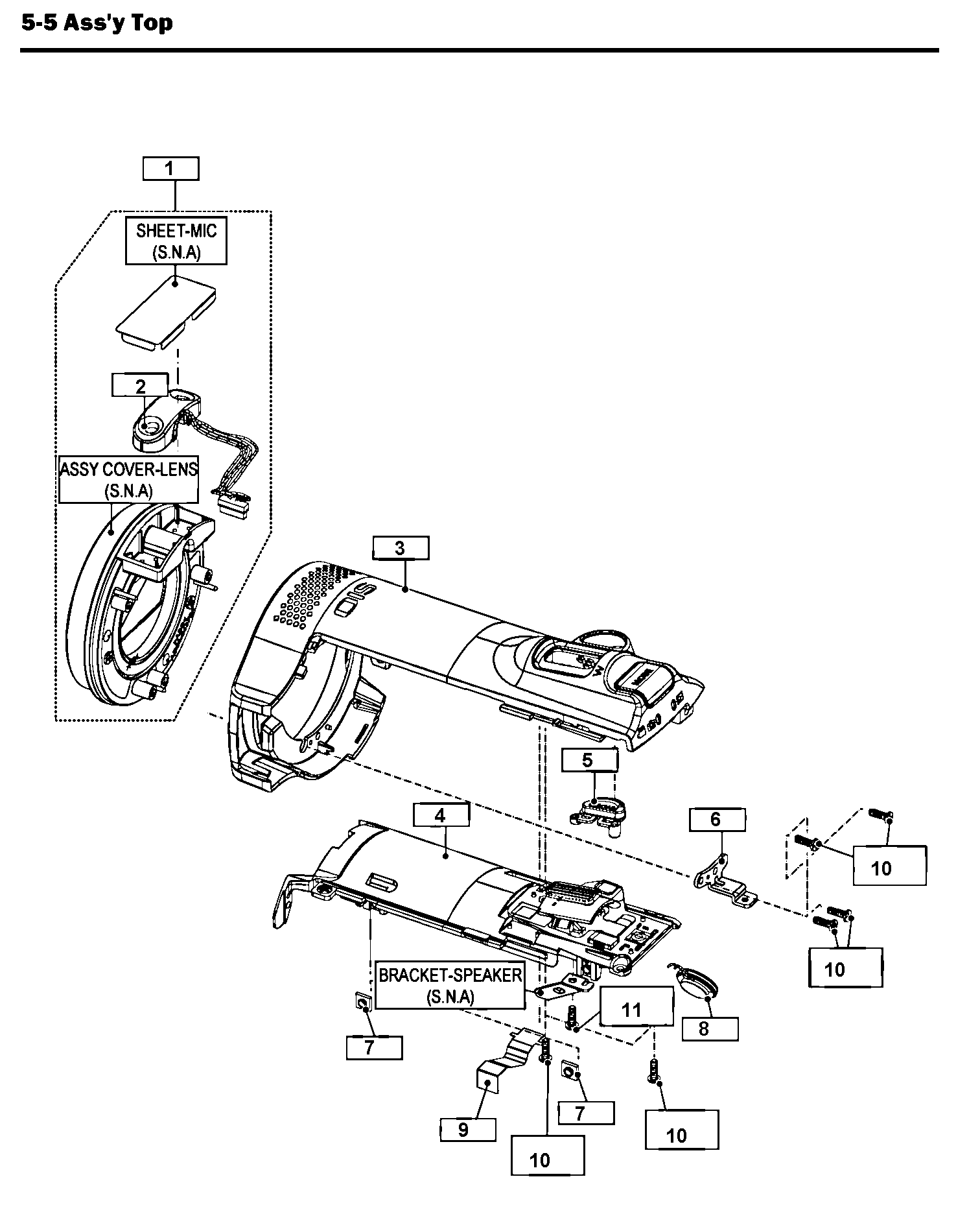 Samsung HMX-H205BN/XAA top asy diagram