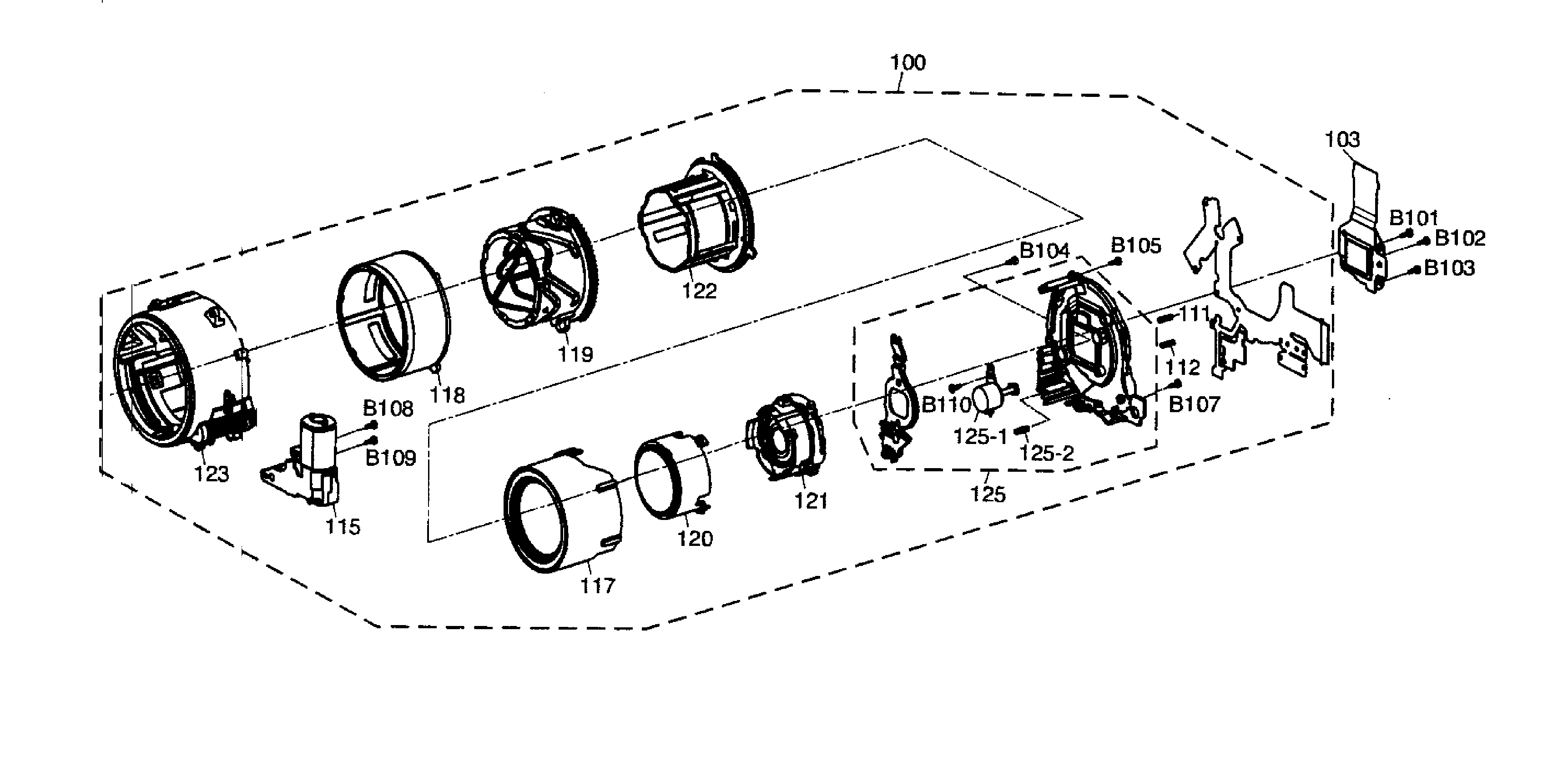 Panasonic DMC-LX5PW lens asy diagram