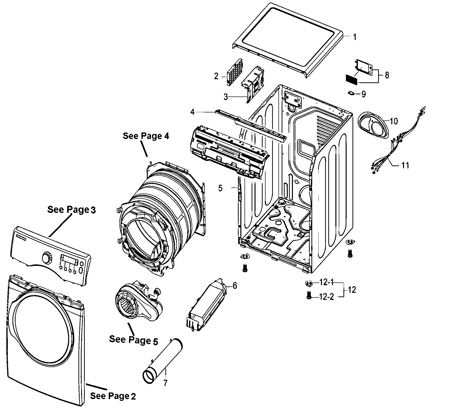 Samsung DV330AEW/XAA-00 cabinet diagram