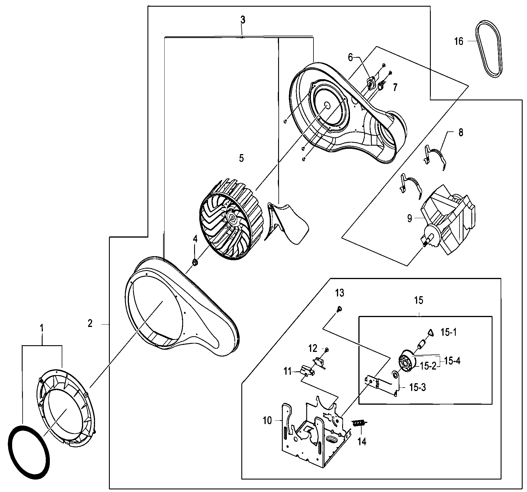 Samsung DV330AEW/XAA-00 motor assy diagram