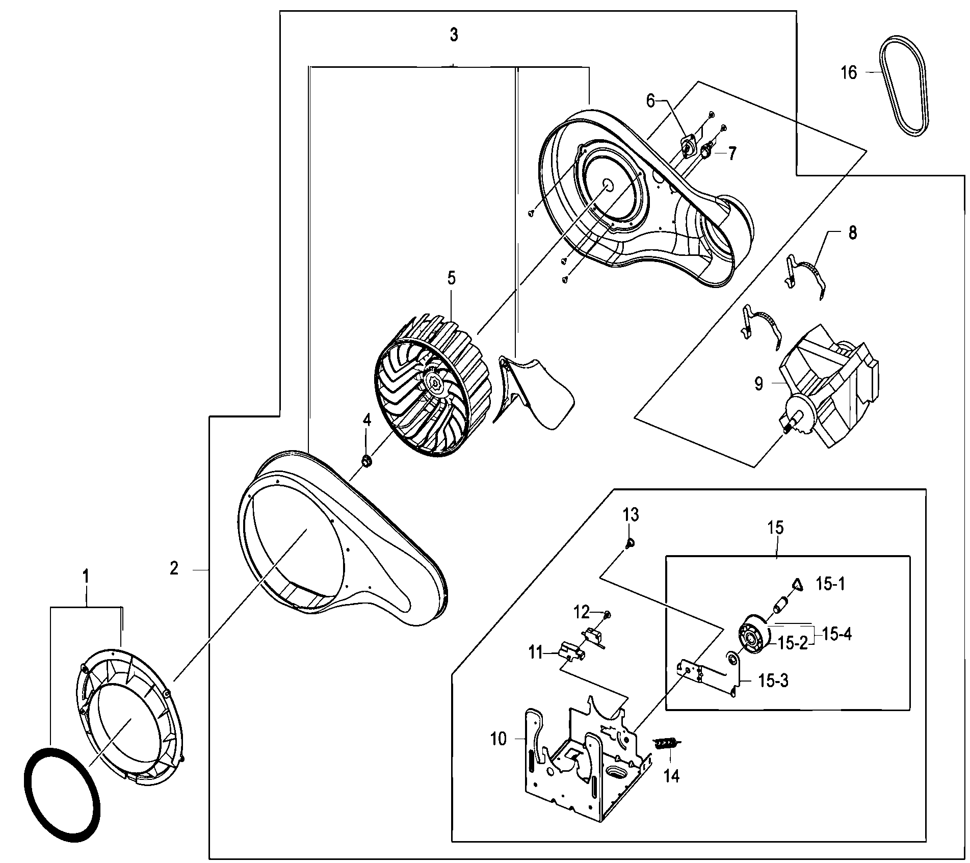 Samsung DV330AGW/XAA motor assy diagram