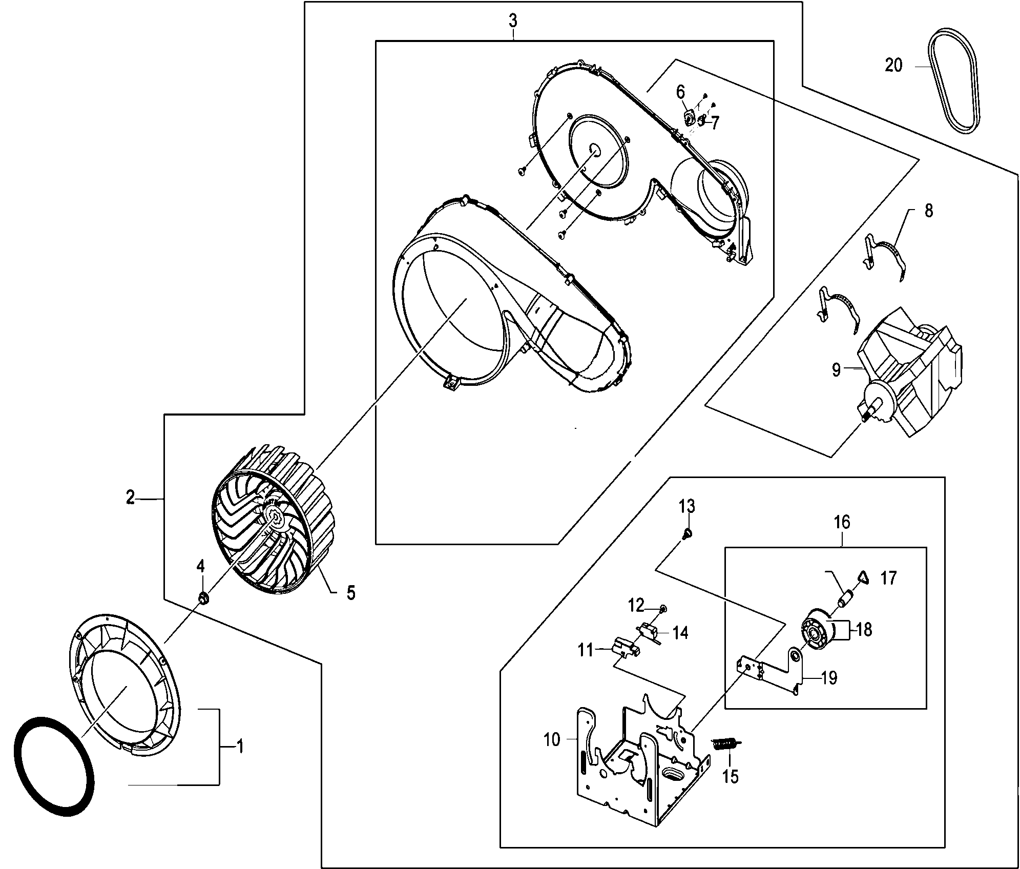 Samsung DV410AGR/XAA motor assy diagram