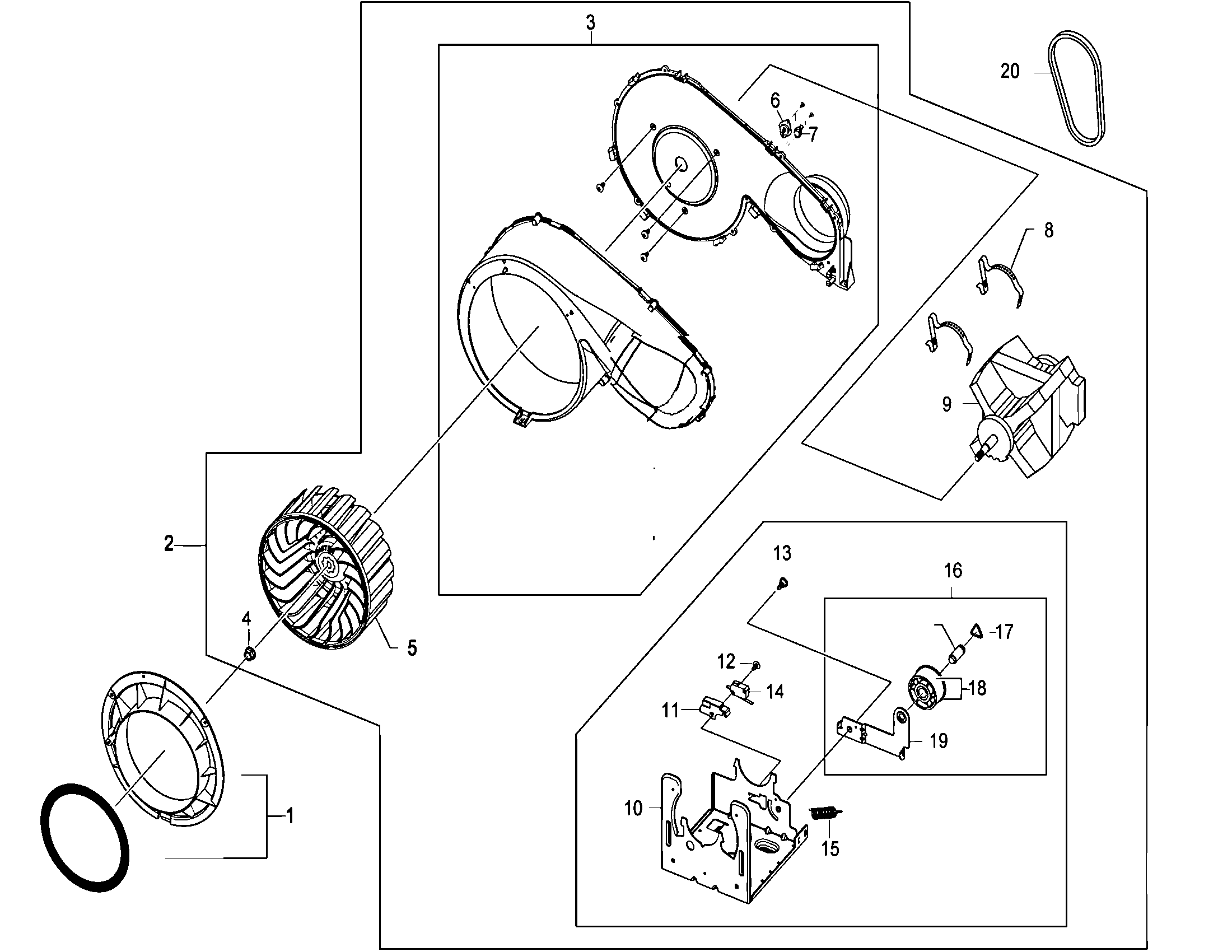 Samsung DV410AGW/XAA motor assy diagram