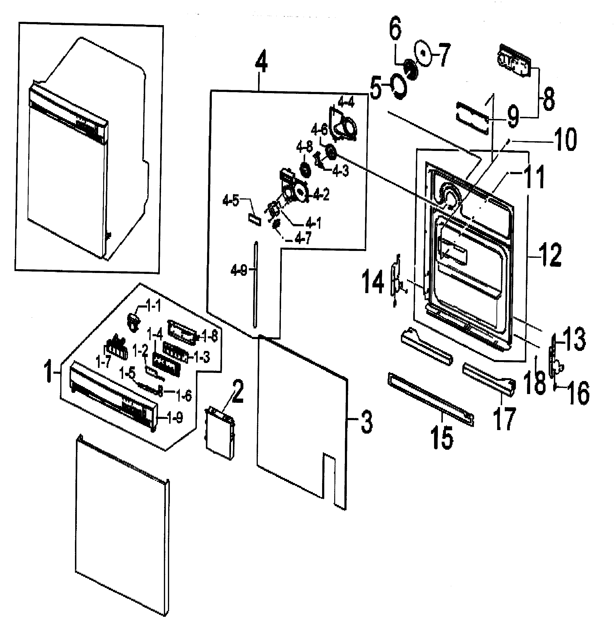Samsung DMT300RFW/XAA door assy diagram
