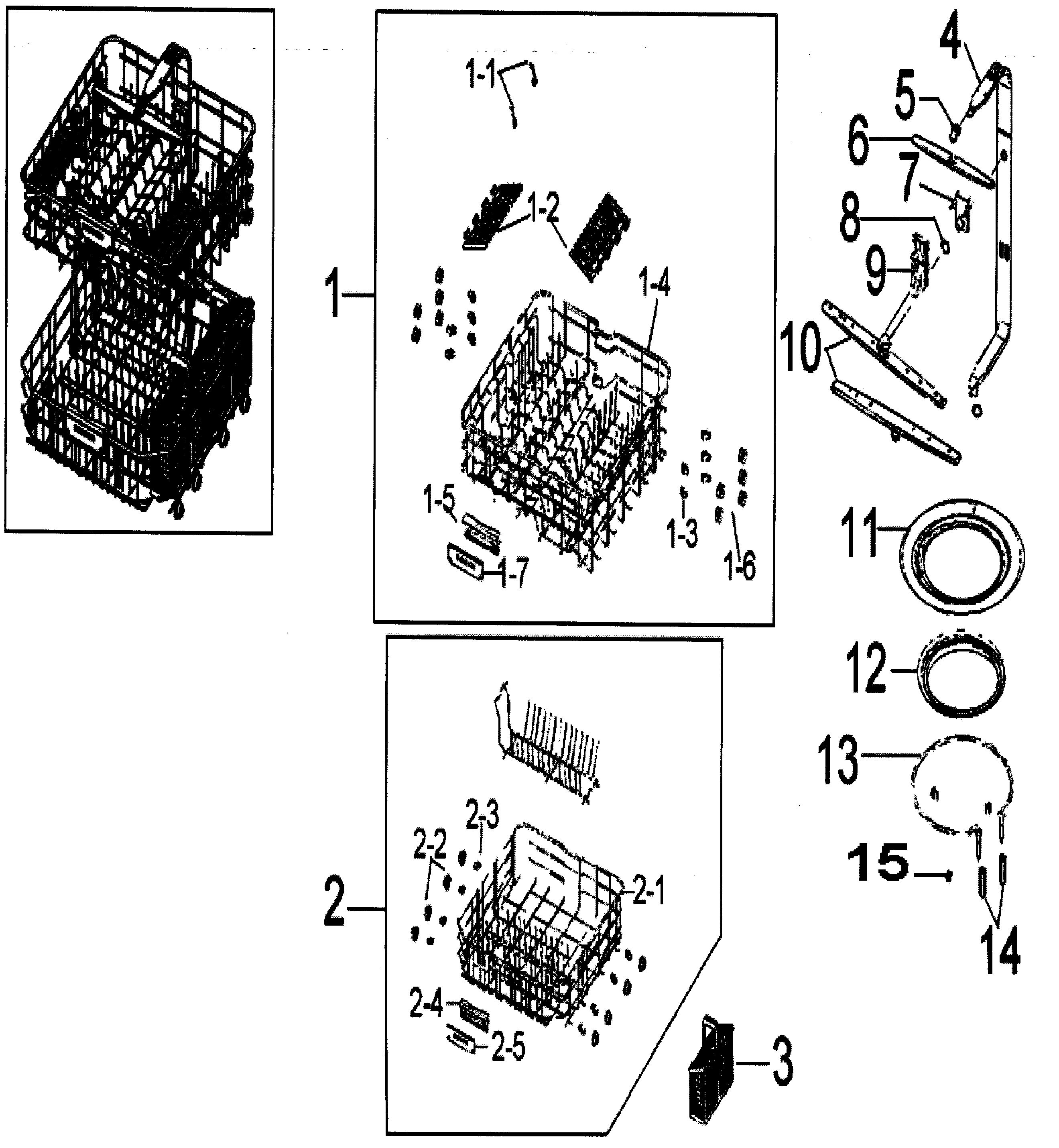 Samsung DMT300RFW/XAA baskets diagram