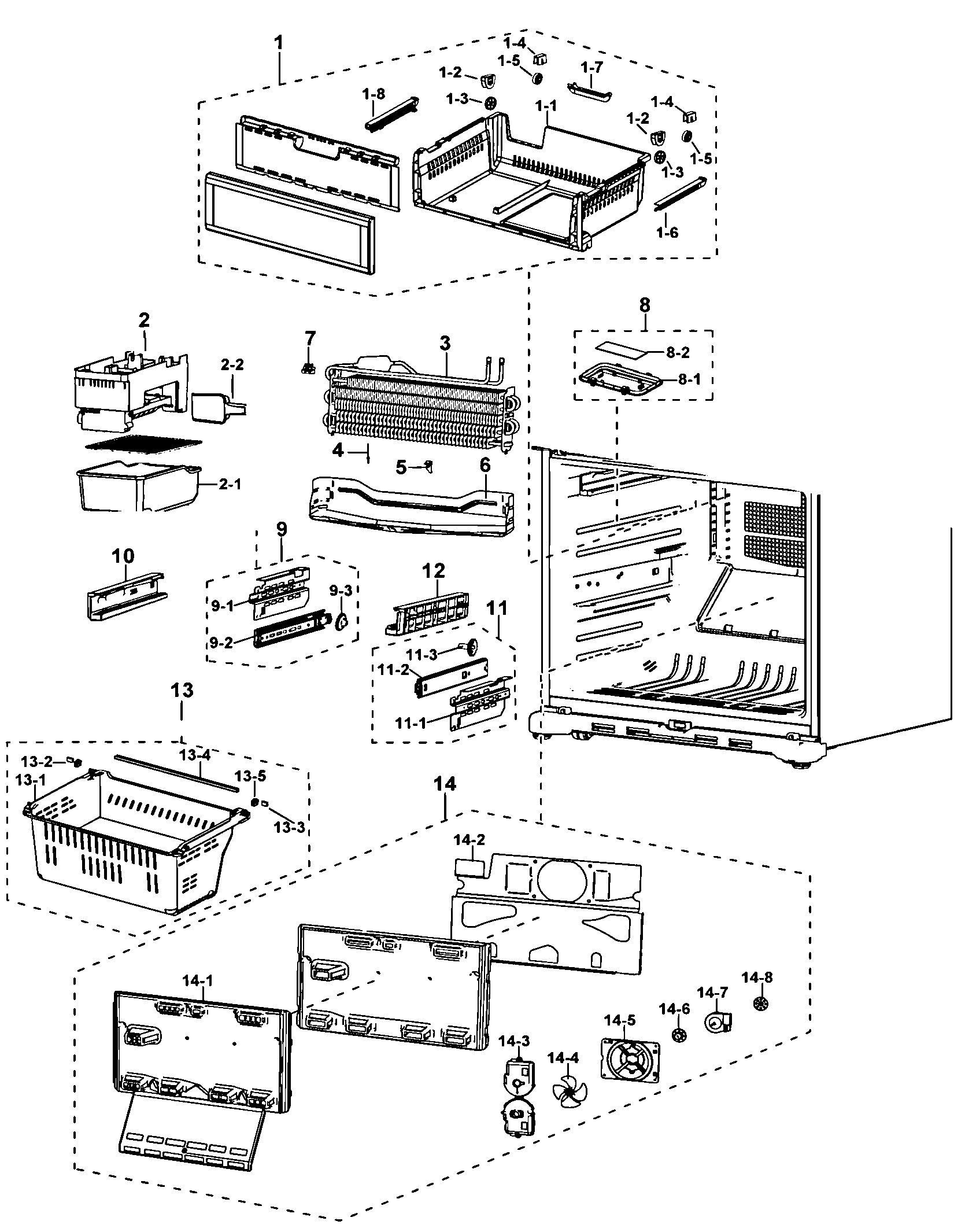 Samsung RF197ACBP/XAA-00 freezer diagram