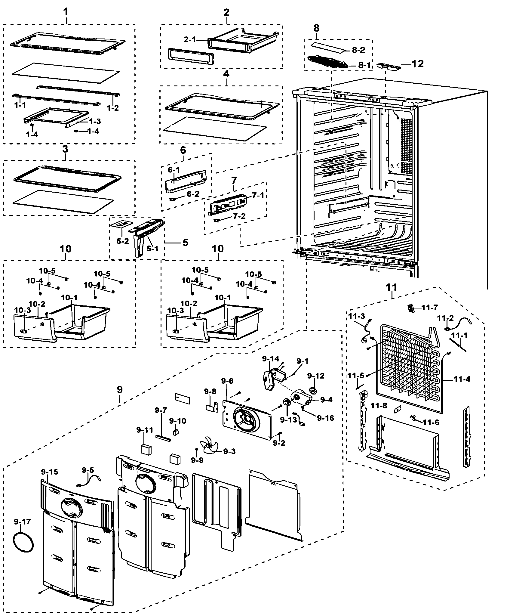 Samsung RF197ACBP/XAA-00 refrigerator diagram