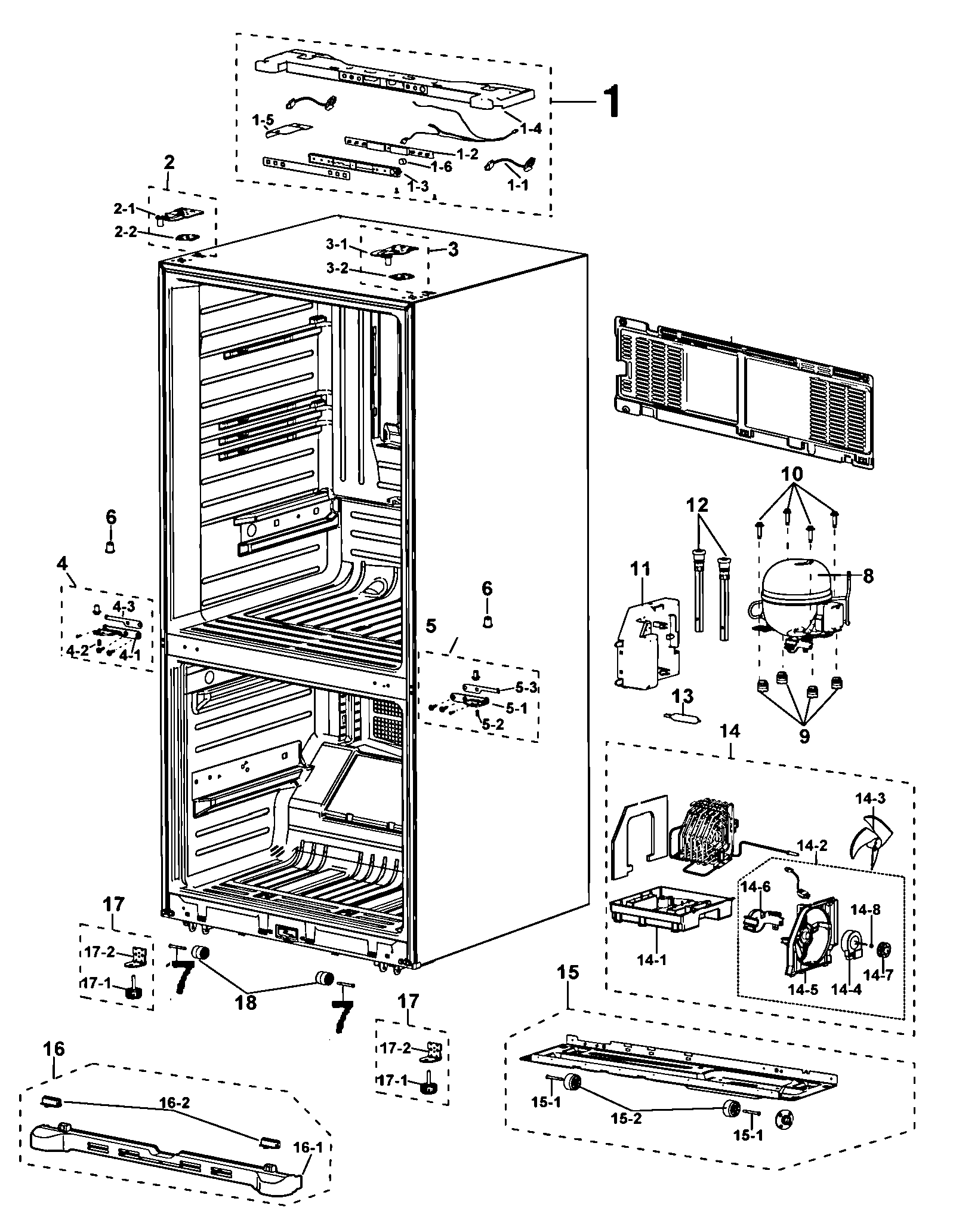 Samsung RF197ACBP/XAA-00 cabinet diagram